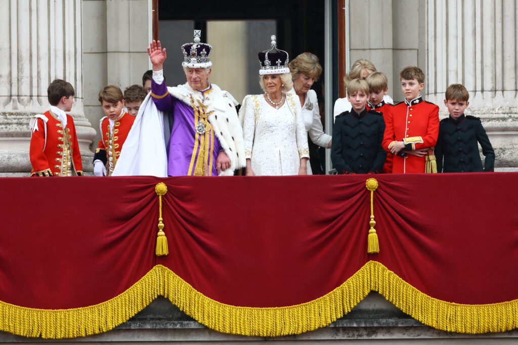 Britain's King Charles and Queen Camilla stand on the Buckingham Palace balcony following their coronation ceremony in London, Britain May 6, 2023. REUTERS/Hannah McKay