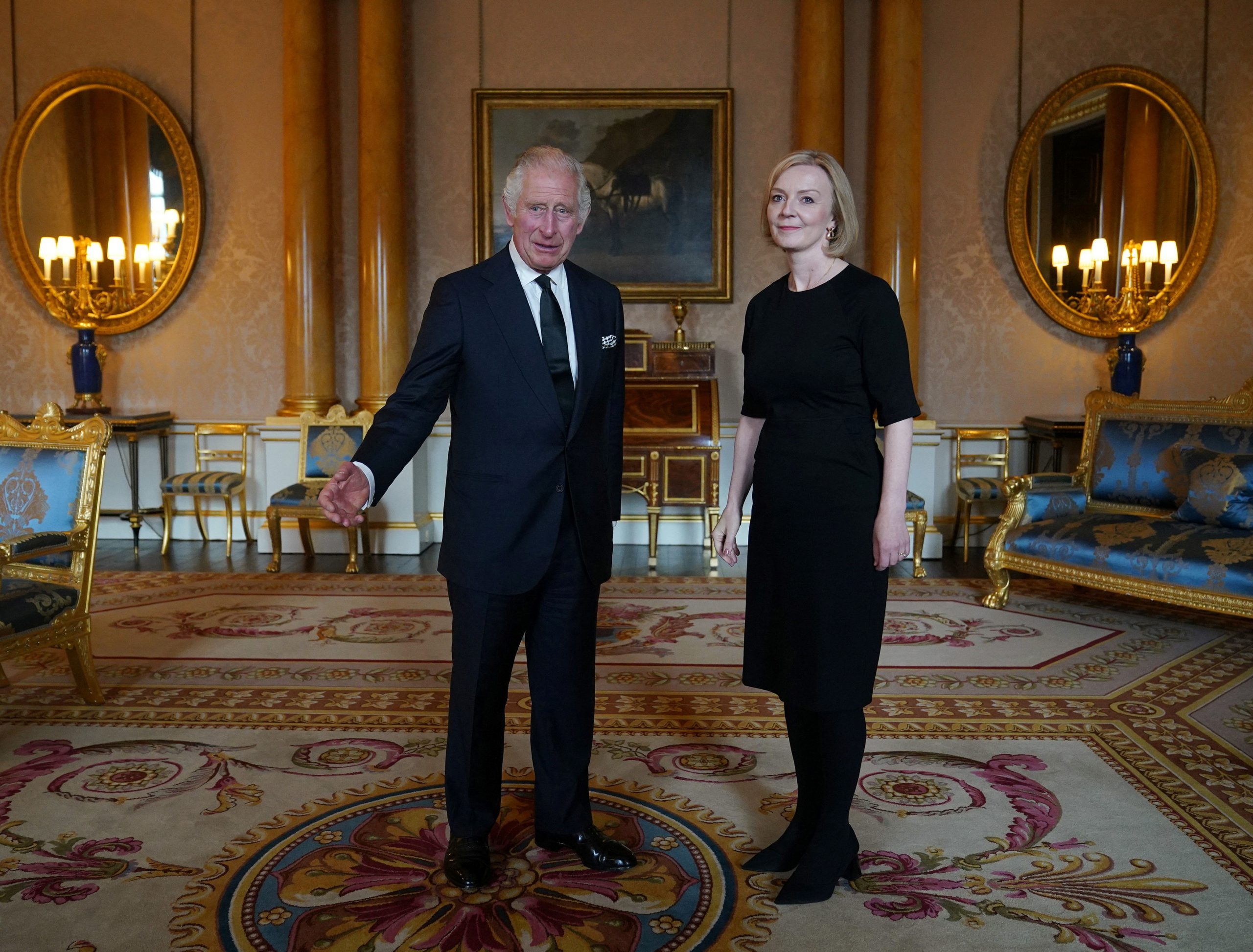 Britain's King Charles III during his first audience with Prime Minister Liz Truss at Buckingham Palace, following the death of Queen Elizabeth II on Thursday, in London, Britain September 9, 2022.  Yui Mok/Pool via REUTERS
