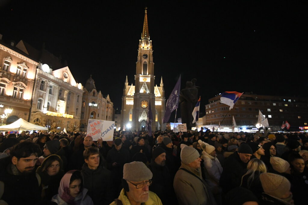 Novi Sad 17. januar 2026. Studentski skup protest  Šta znači pobeda? na Trgu Slobode u Novom Sadu Foto:Nenad Mihajlović/Nova.rs BEZ POTPISA