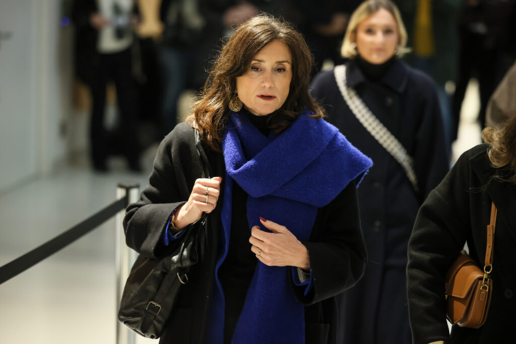 Member of Parliament Sandrine Josso arrives at the courtroom, in Paris, Monday, Jan. 26, 2026. (AP Photo/Thomas Padilla)