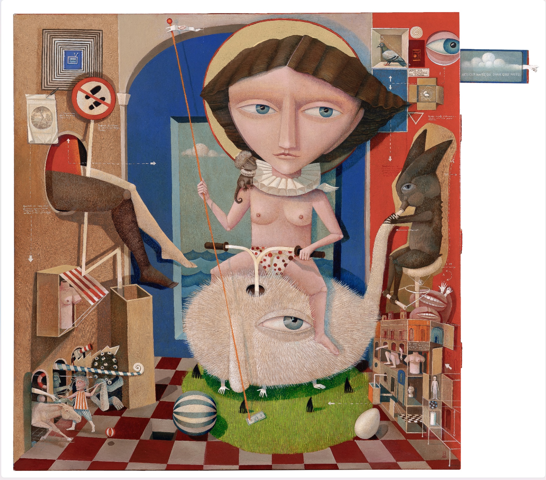 Snezana Petrovic, Lov na strahove od sutra,(2025) ulje na drvetu, 80x78cm.jpg