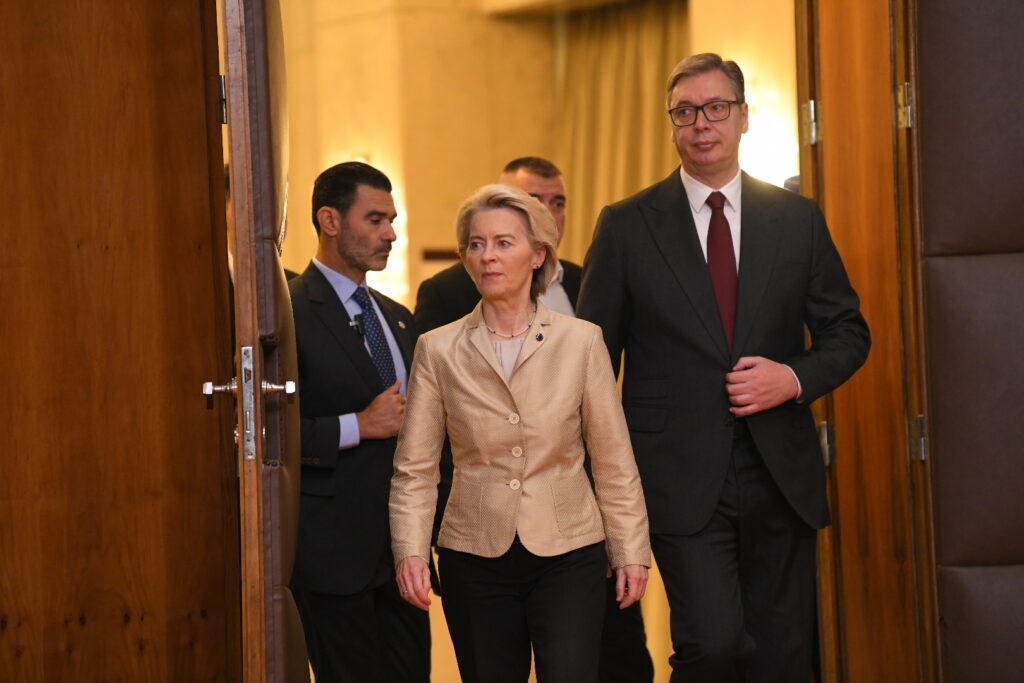 Beograd 15.10.2025. Službena poseta  Ursule fon der Lajen Beogradu. Palata Srbija, Ursula fon der Lajen, Aleksandar Vučić Foto: Amir Hamzagić/Nova.rs