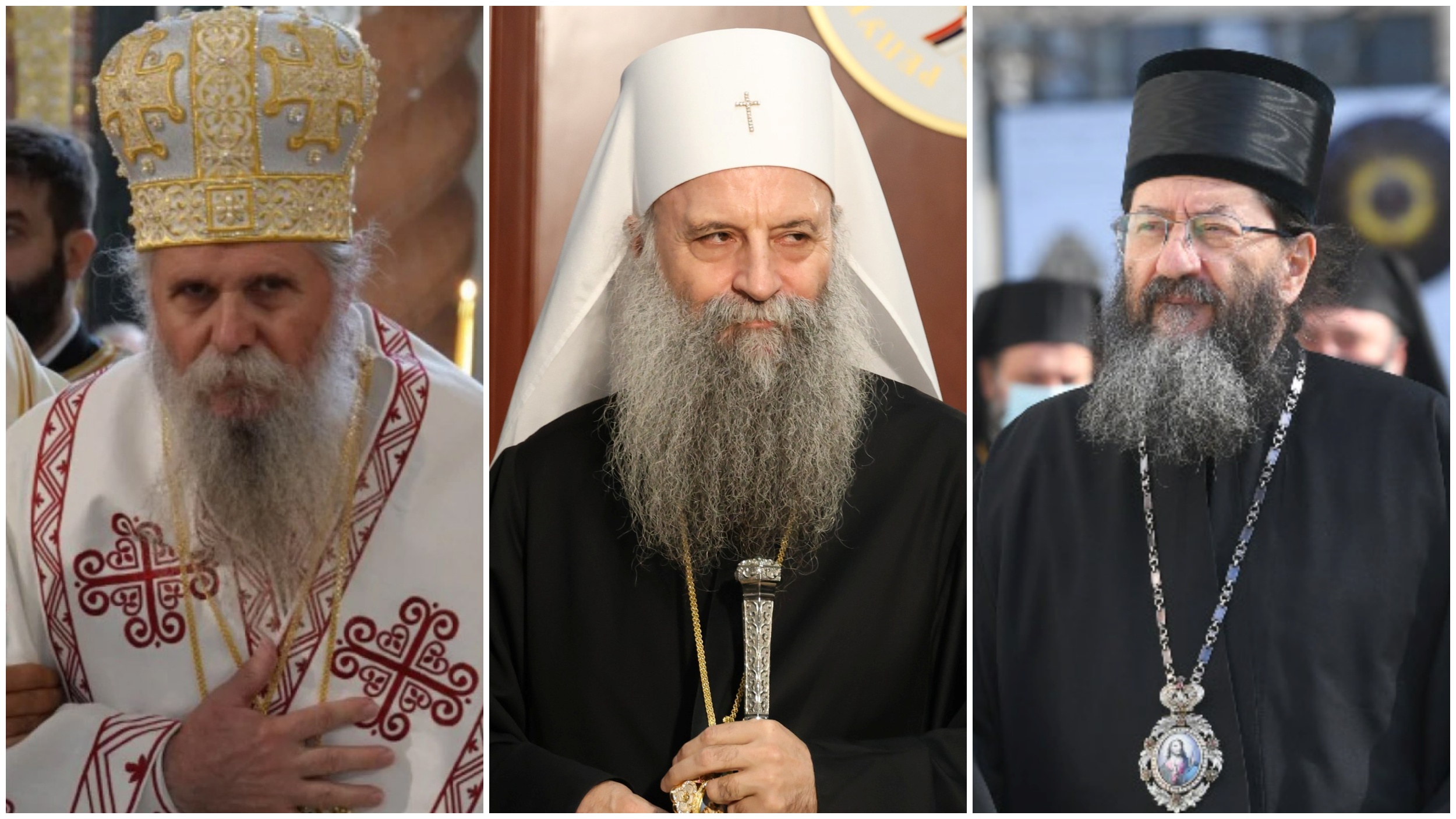 episkop Nikon Cvjetićanin, patrijarh Porfirije i mitropolit Justin kombo.jpg