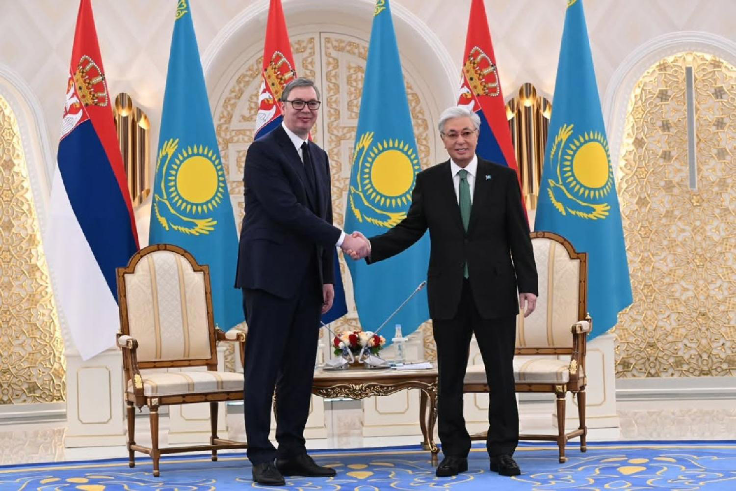 Mesto: AstanaDatum: Fri Feb 27 09:52:56 CET 2026Dogadjaj: POLITIKA - Predsednik Republike Srbije Aleksandar Vučić sastao se u Astani sa predsednikom Republike Kazahstan Kasimom Žomartom Tokajevom.Izvor: FoNet/Instagram Budućnost Srbije