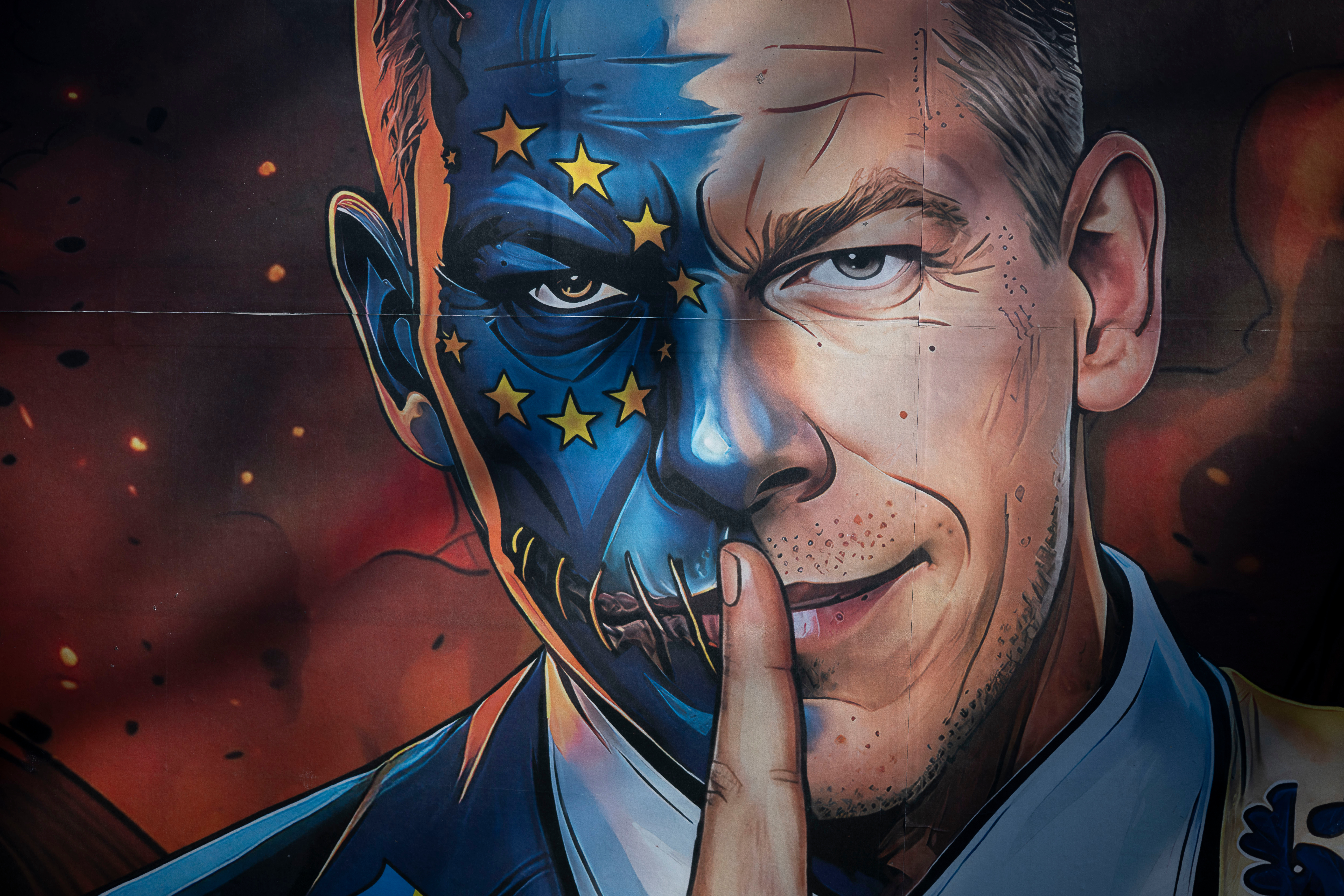 Predizborni poster prikazuje Petera Mađara, lidera opozicione stranke TISA Peter Mađar