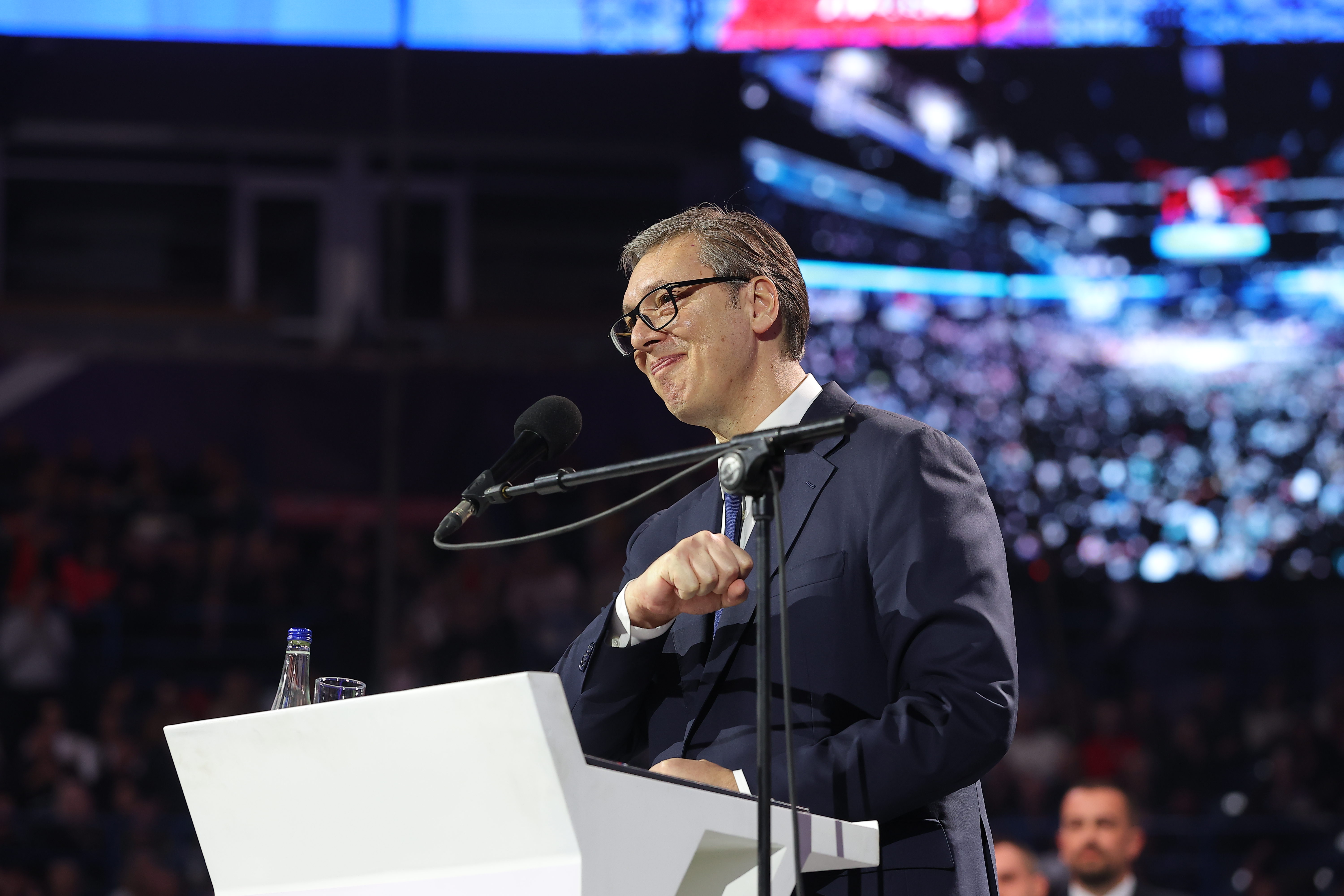 Beograd 21. mart 2026. Miting Srpske napredne stranke pod nazivom "Srbija - naša porodica" u Beogradskoj areni, SNS, Srpska napredna stranka, skup, pristalice, simpatizeri Foto:Goran Srdanov/Nova.rs