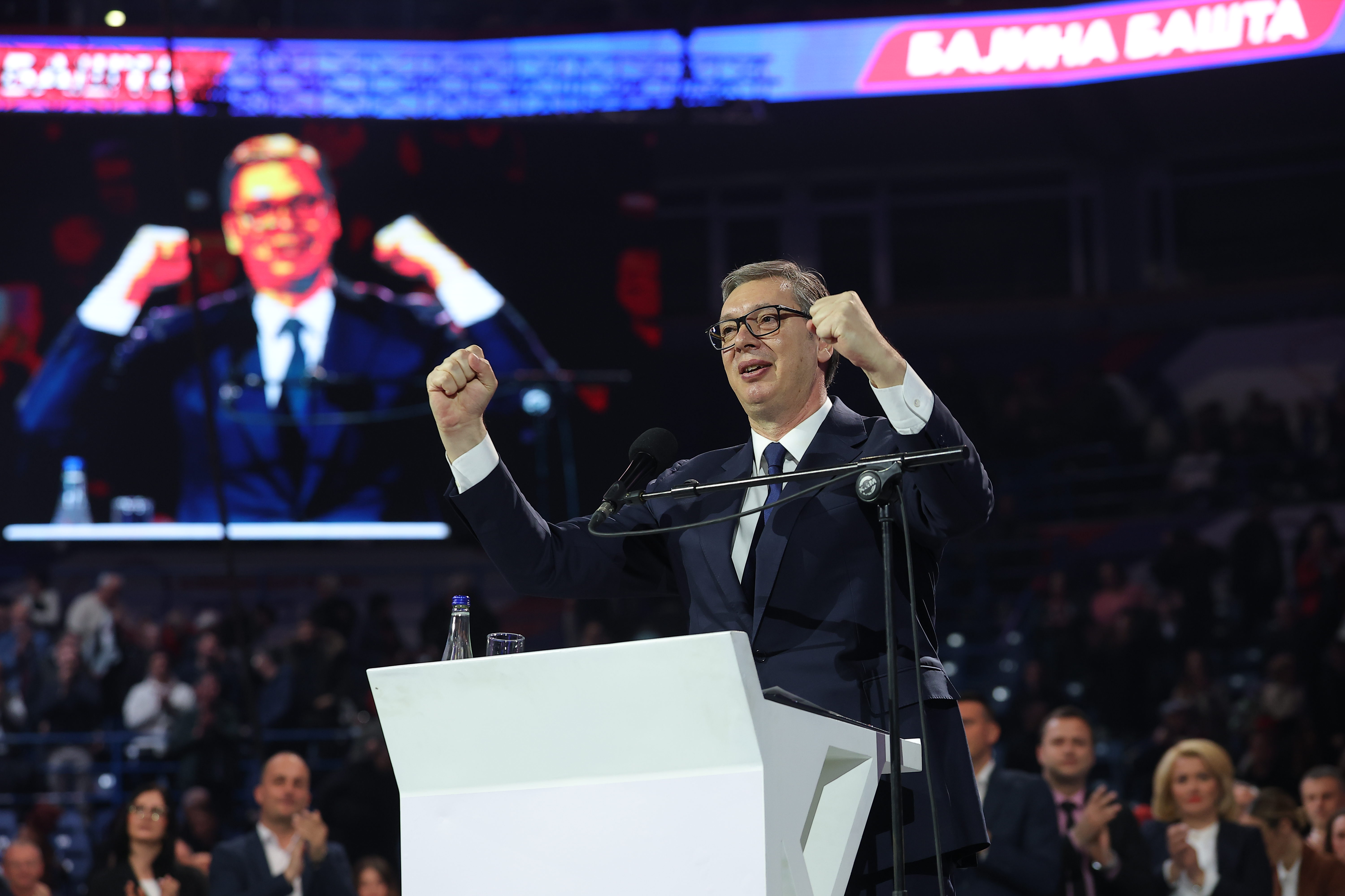 Beograd 21. mart 2026. Miting Srpske napredne stranke pod nazivom "Srbija - naša porodica" u Beogradskoj areni, SNS, Srpska napredna stranka, skup, pristalice, simpatizeri Foto:Goran Srdanov/Nova.rs