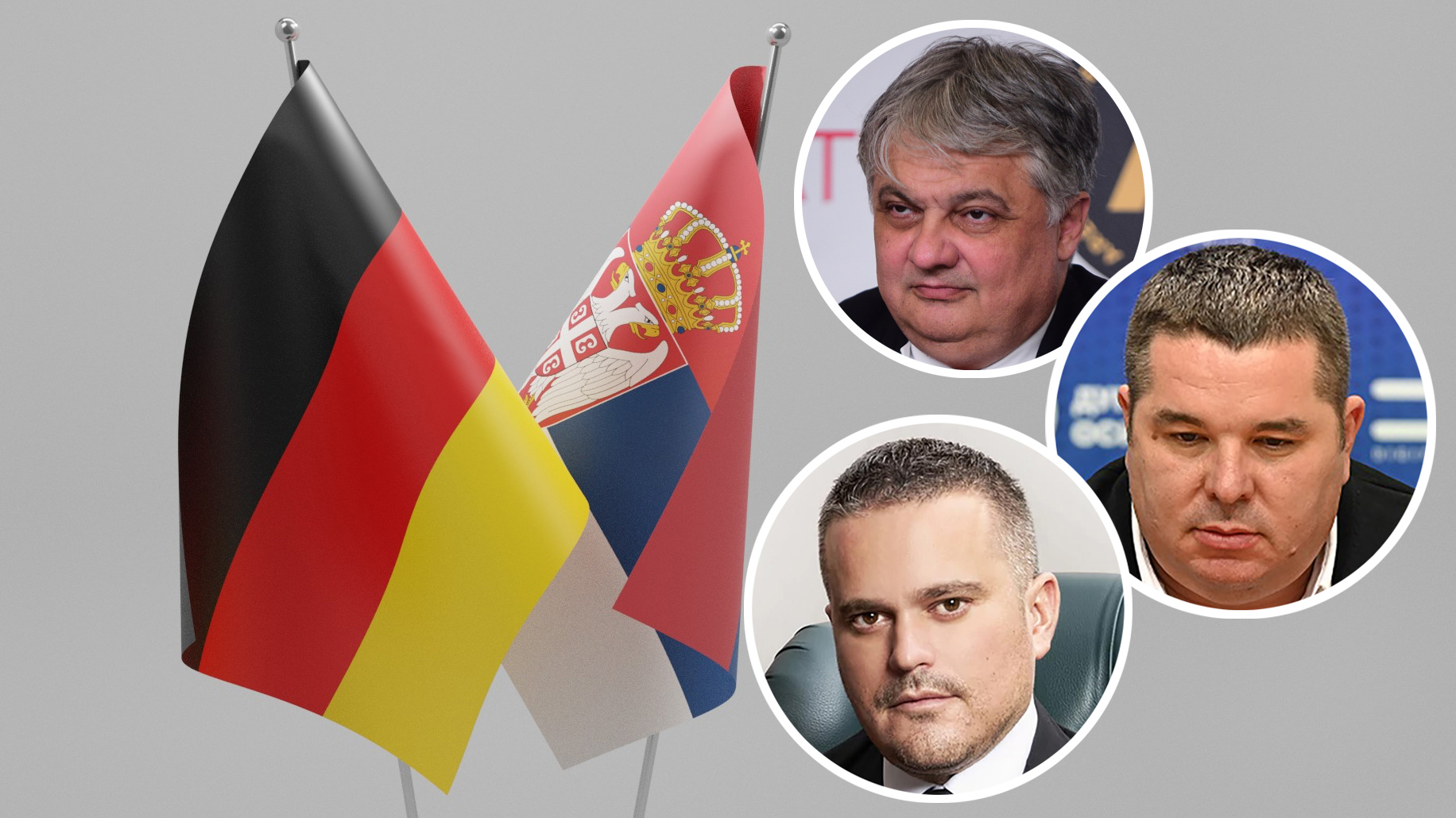 Serbia - Germany Cooperation Flags, White Background - 3D Render