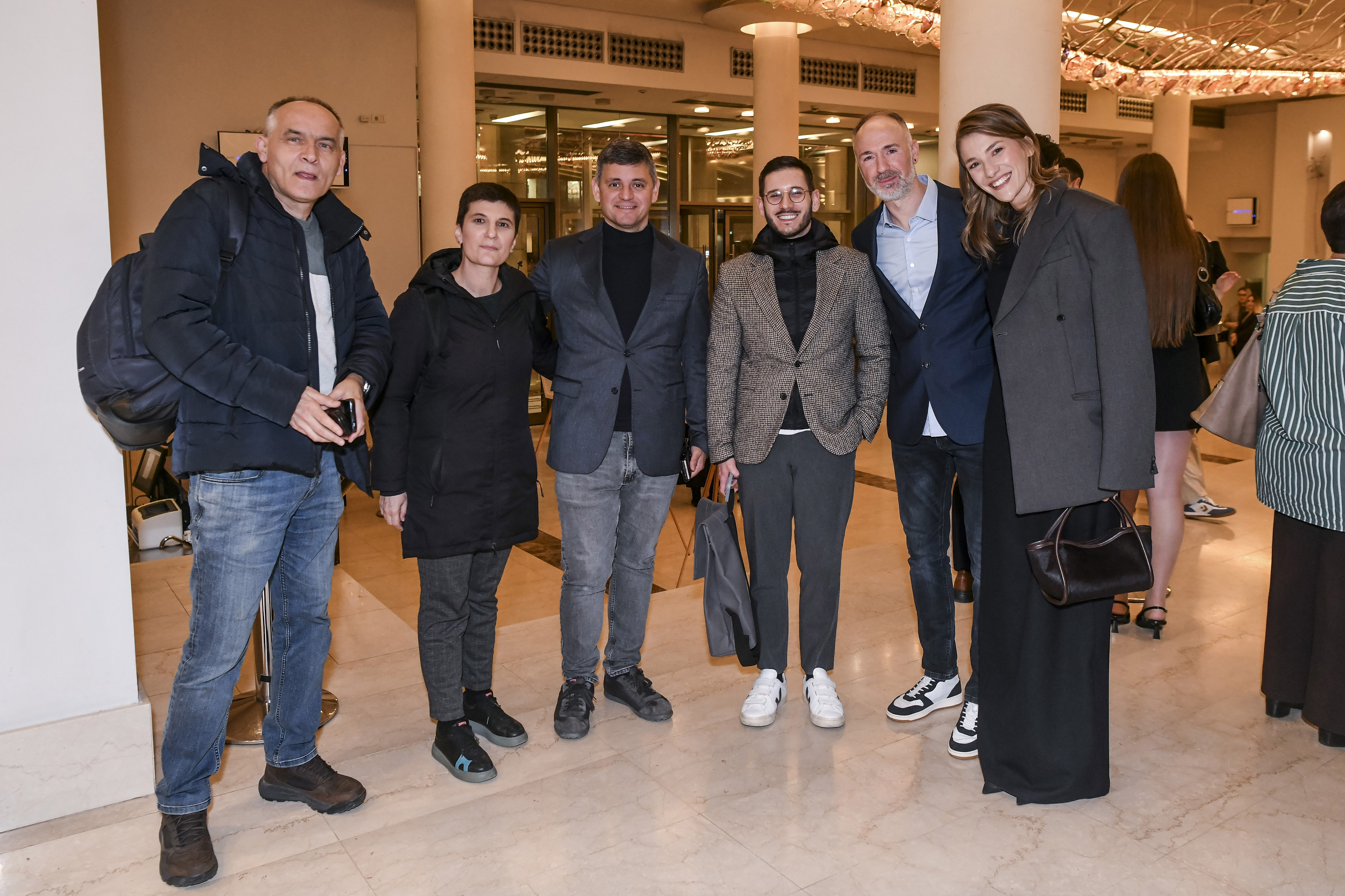 Beograd 01.04.2026. Veljko Pajović, Žana Bulajić, Petar Gajić, Nenad Nešić, Ana Opačić. Premijera dokumentarnog filma Tura do Strazbura u pozorištu Madlenianum, Madlenijanum Foto: Goran Srdanov/Nova.rs