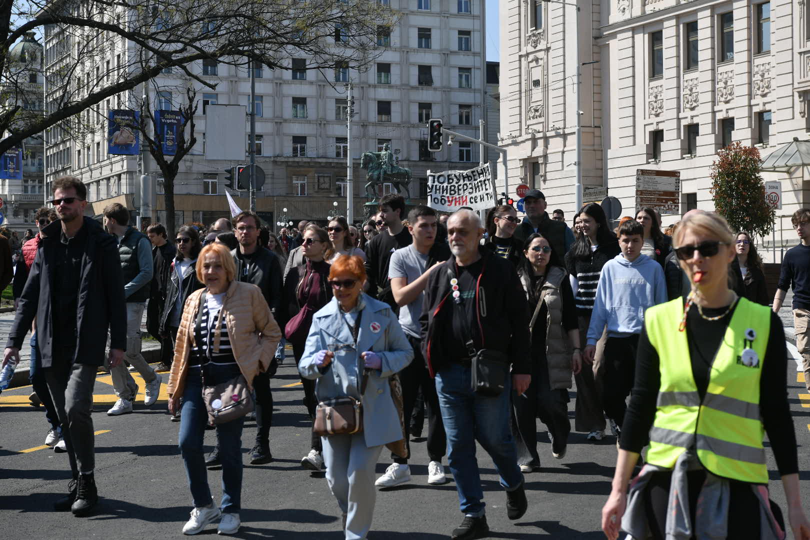 Beograd 04.04.2026. Protest Sloboda studentima, Dan sutdenata, šetnja do policijske uprave 29. novembar  Foto: Goran Srdanov/Nova.rs