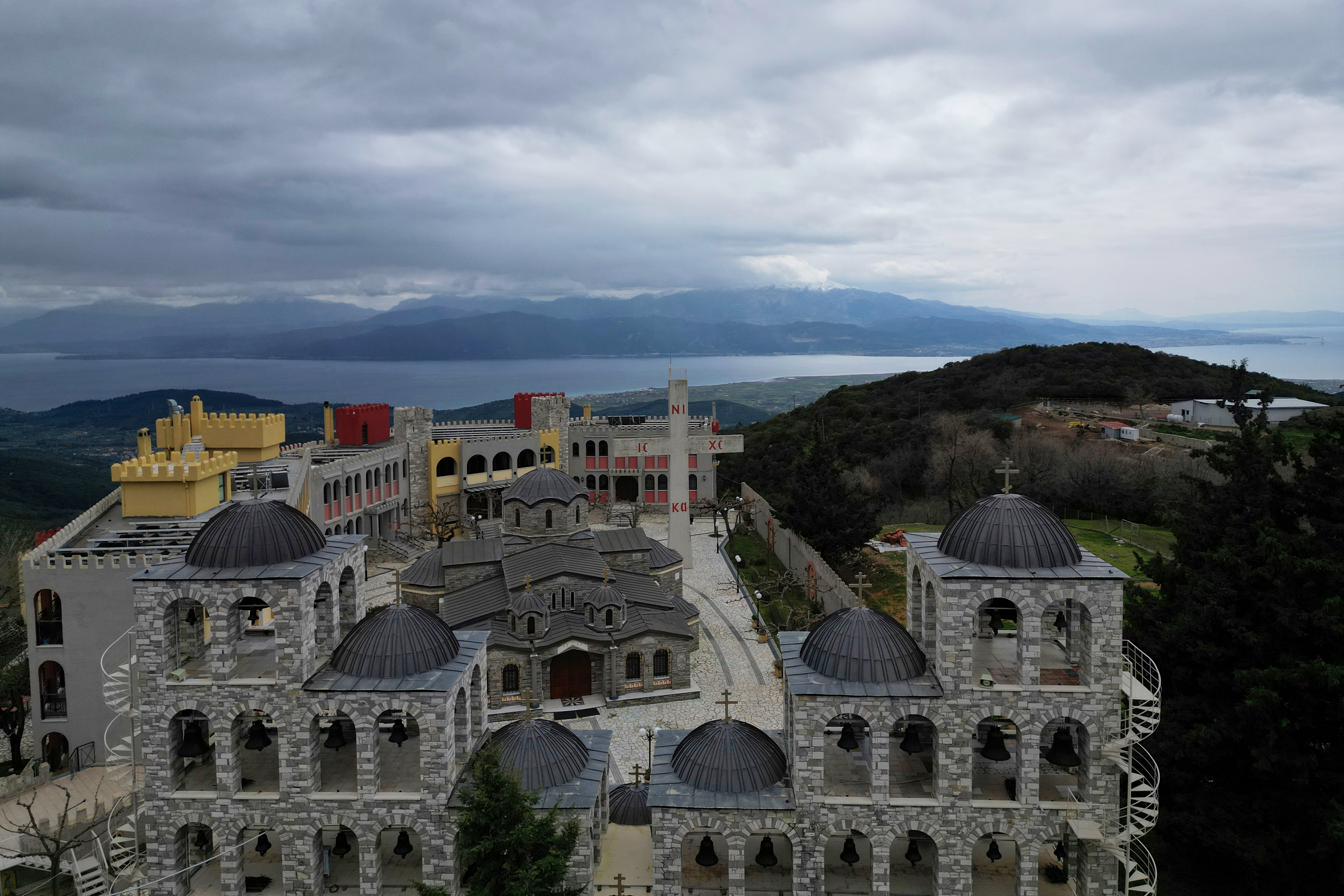 The Monastery of St. Augustine and Seraphim of Sarov in the village of Trikorfo, about 236 kilometers (147 miles) northwest of Athens, is seen Friday, March 20, 2026. (AP Photo/Thanassis Stavrakis)