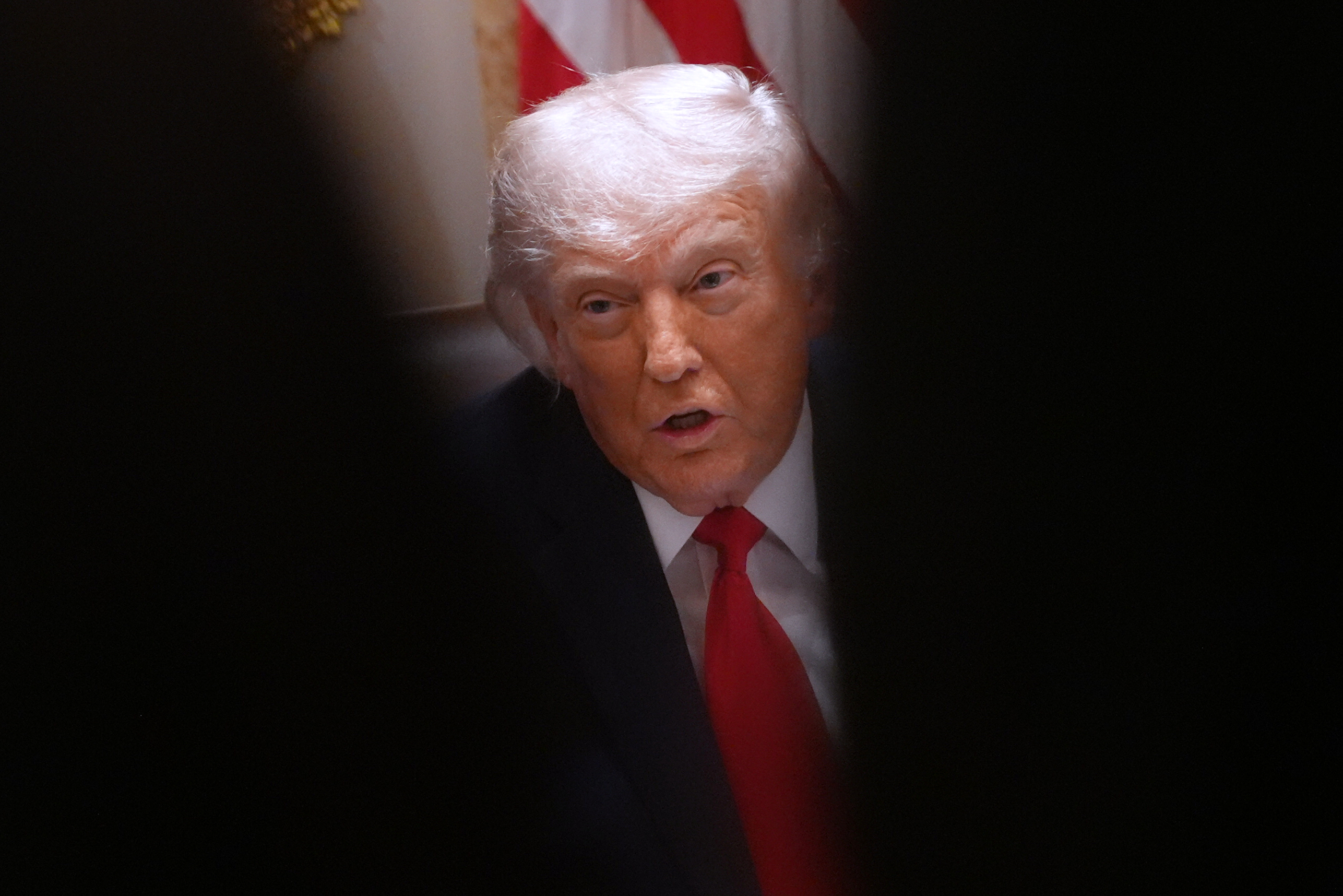 President Donald Trump speaks during a Cabinet meeting at the White House, Wednesday, May 27, 2026, in Washington. (AP Photo/Jacquelyn Martin)