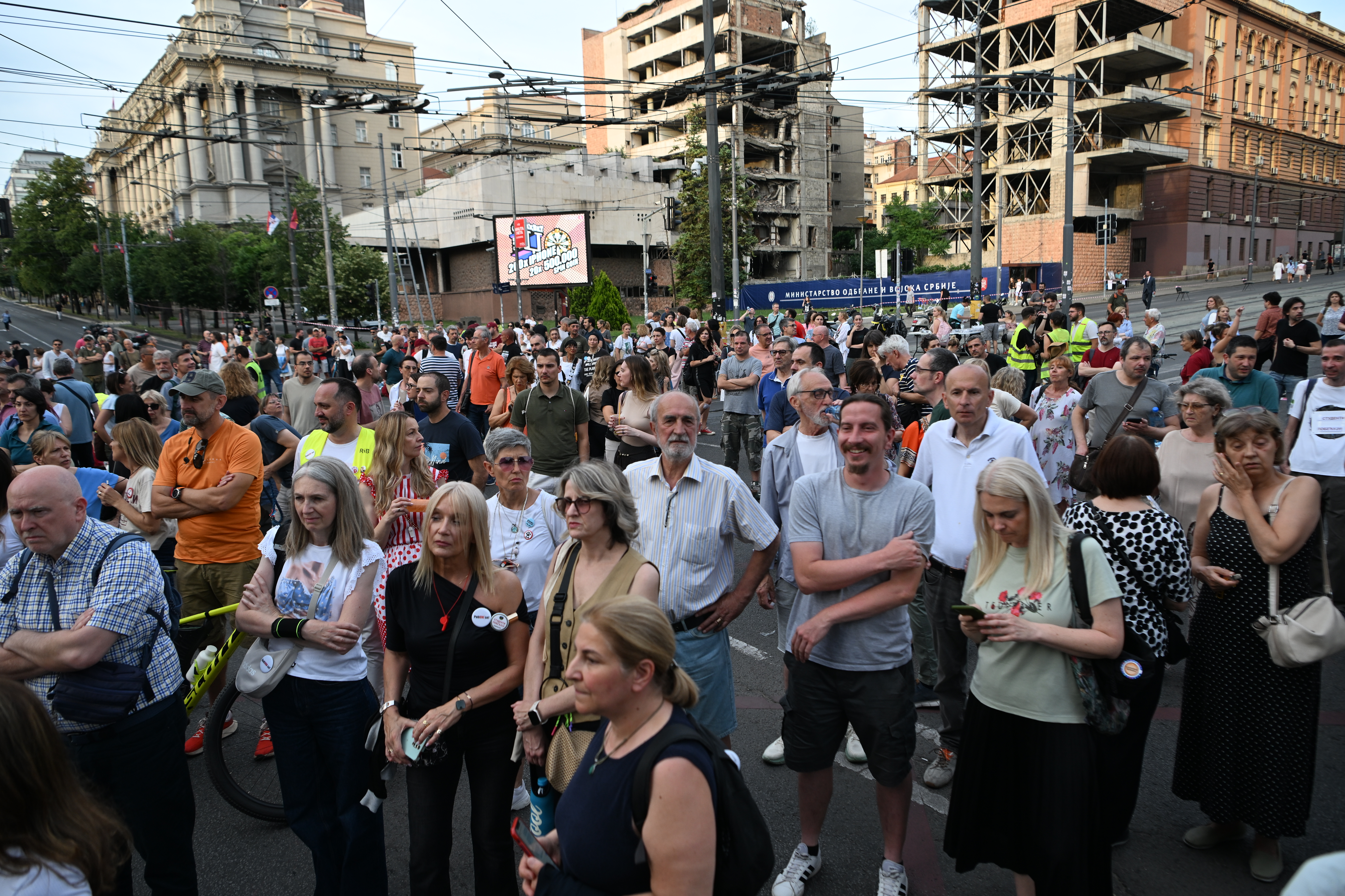 Beograd 09.06.2026. Rasksnica Kneza Miloša i Nemanjine, Pobunjeni univerzitet godišnjica blokade raskrsnice Foto: Marko Ljutica