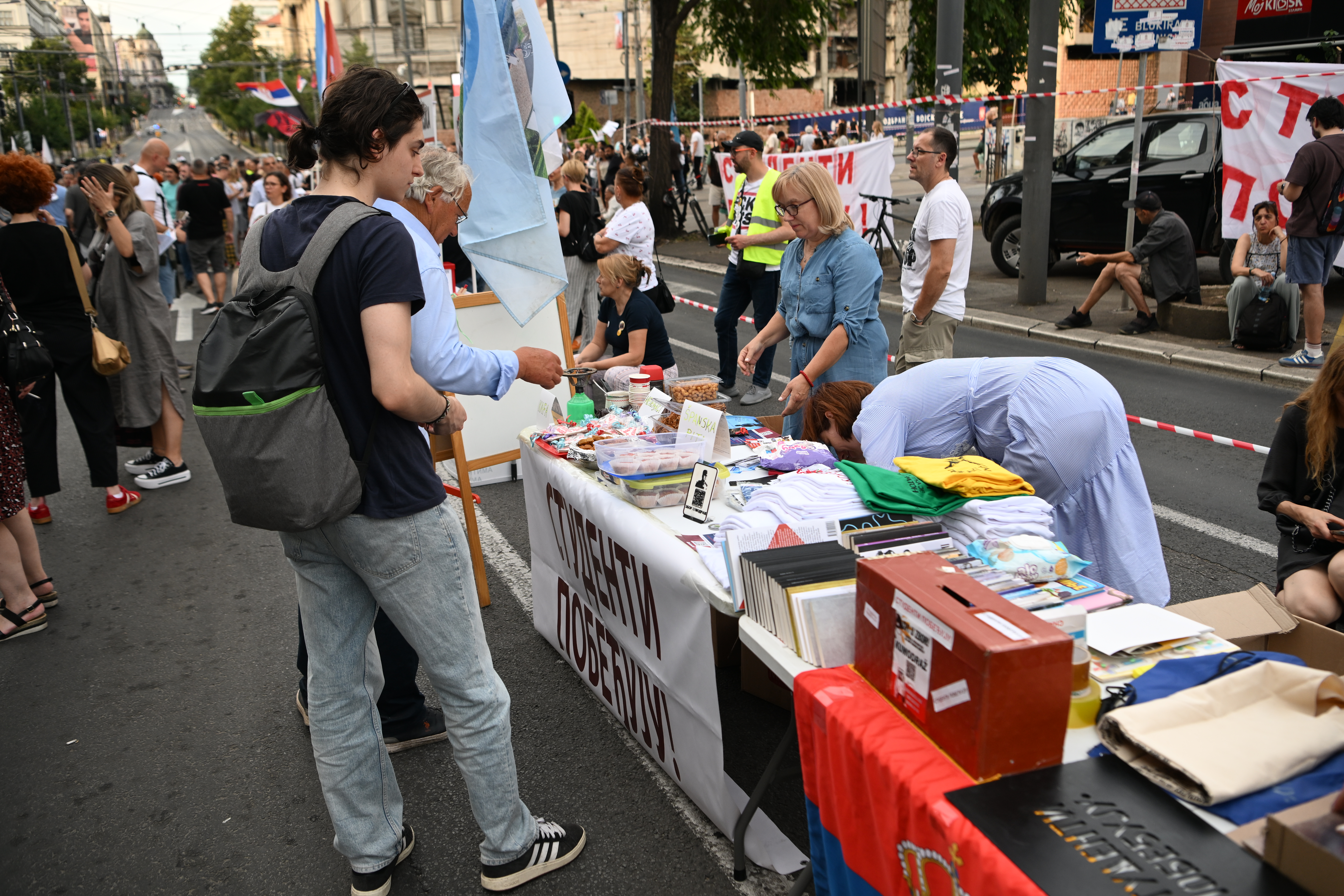Beograd 09.06.2026. Rasksnica Kneza Miloša i Nemanjine, Pobunjeni univerzitet godišnjica blokade raskrsnice Foto: Marko Ljutica