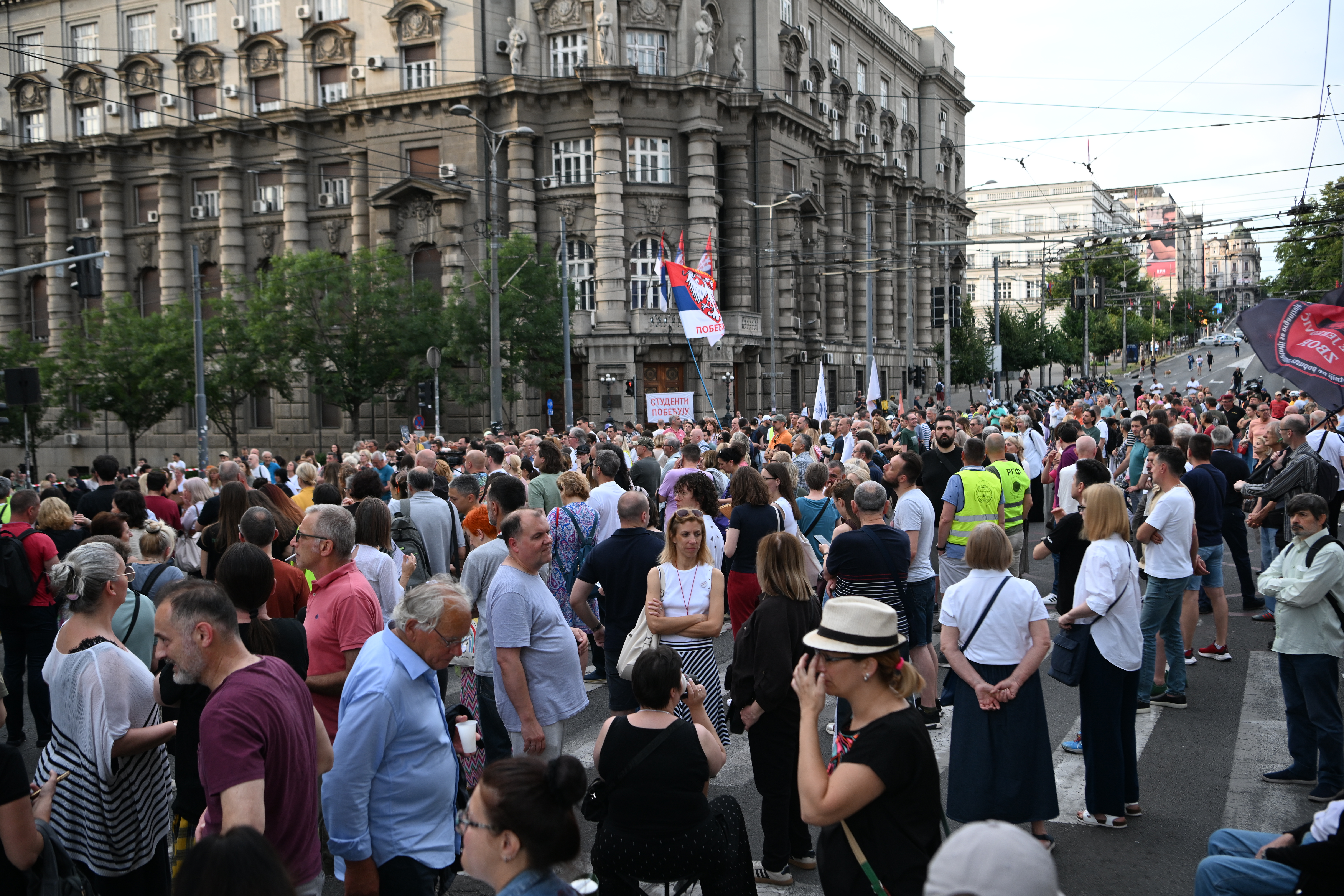 Beograd 09.06.2026. Rasksnica Kneza Miloša i Nemanjine, Pobunjeni univerzitet godišnjica blokade raskrsnice Foto: Marko Ljutica