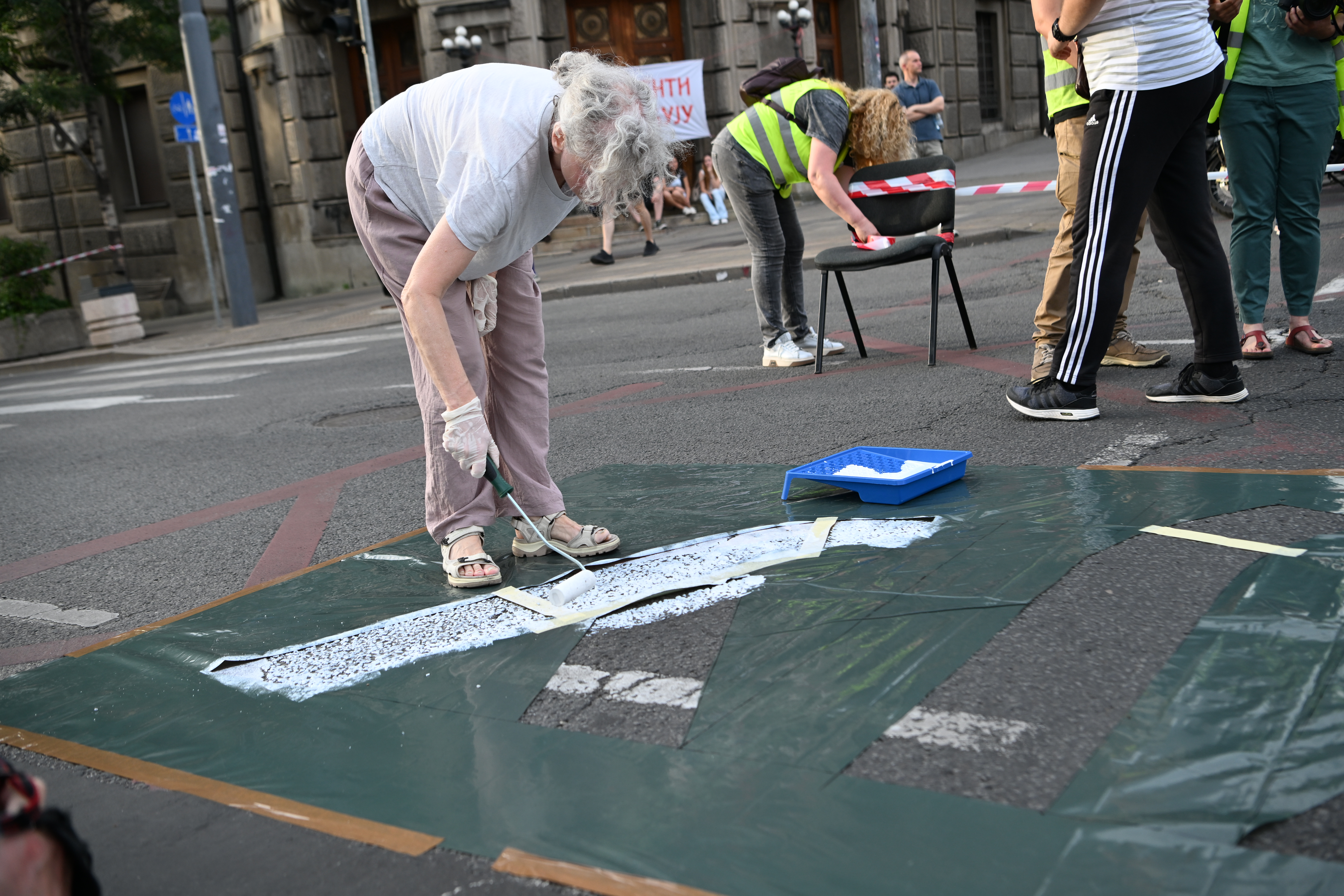Beograd 09.06.2026. Rasksnica Kneza Miloša i Nemanjine, Pobunjeni univerzitet godišnjica blokade raskrsnice Foto: Marko Ljutica