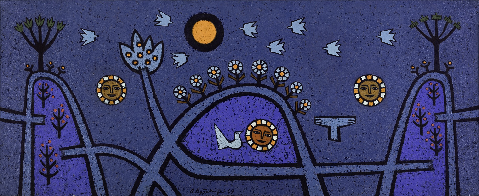 Lazar Vujaklija, Jugoslavija (studija), 1969, ulje na platnu, 65,5 × 160 cm, Muzej savremene umetnosti Beograd.jpeg