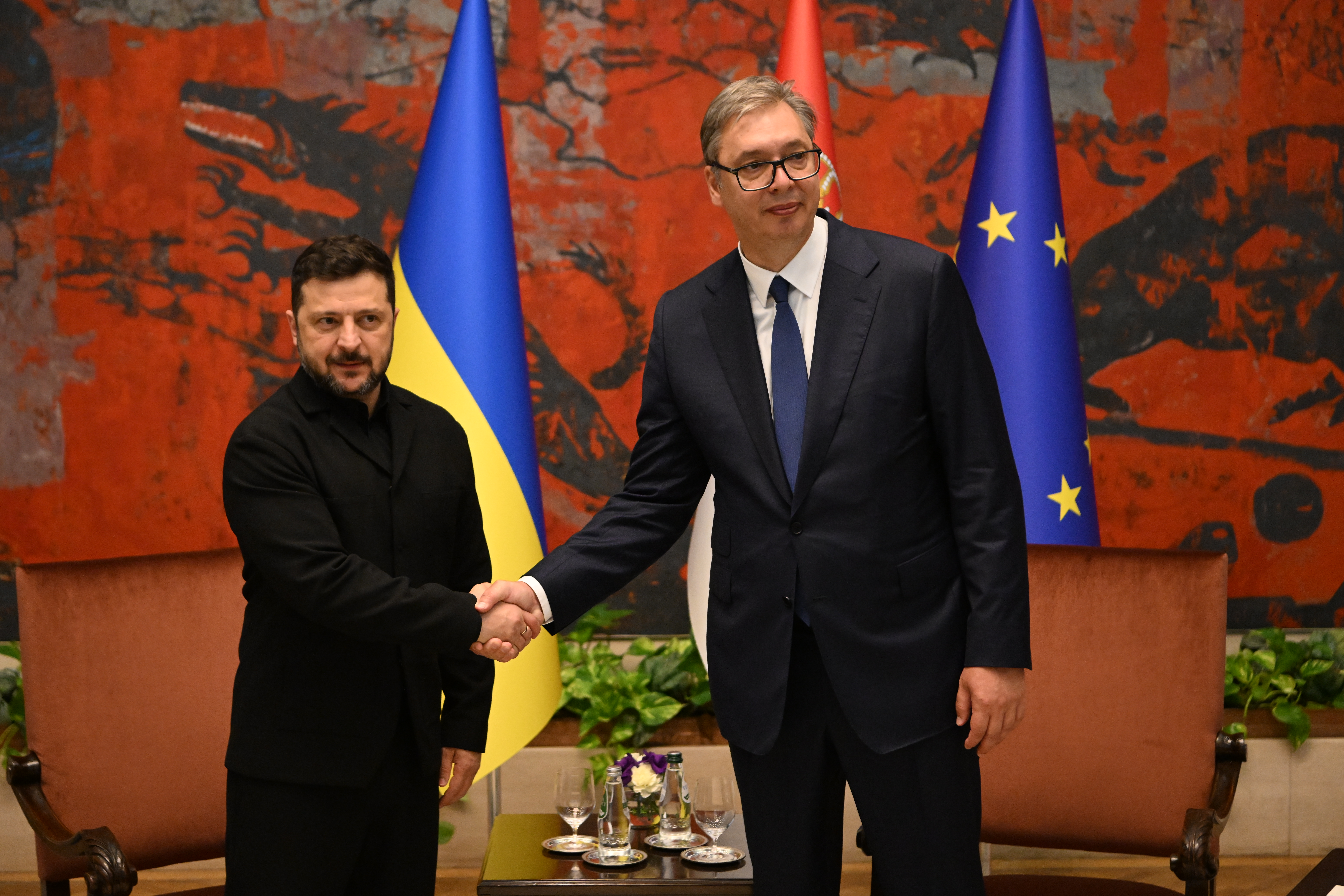 Beograd 08.08.2026. Volodomir Zelenski i Aleksandar Vučić. Poseta Volodomira Zelenskog Beogradu. Foto: Marko Ljutica