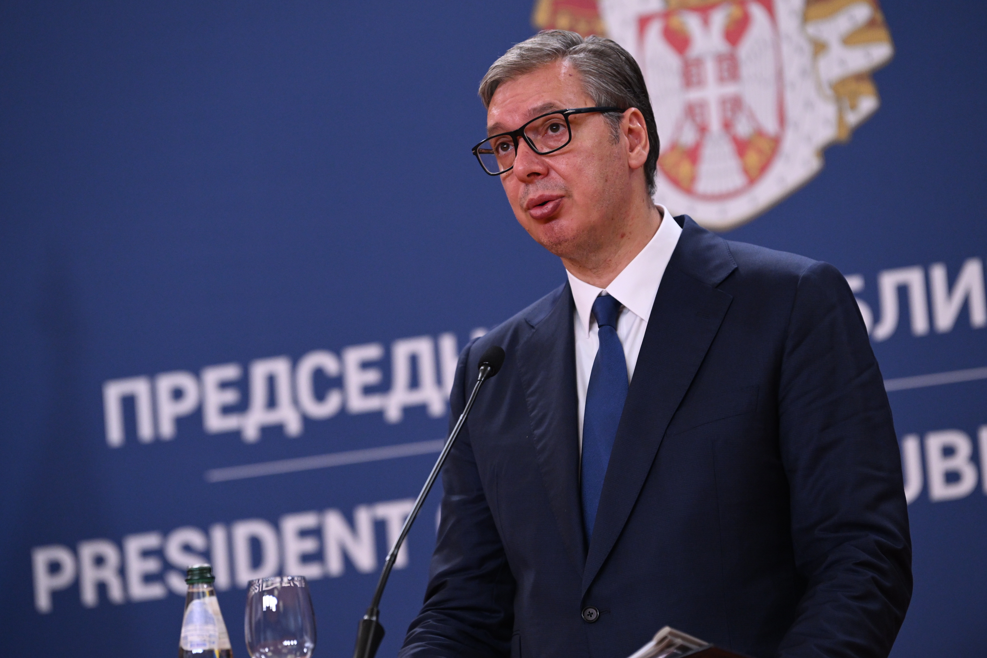 Beograd 08.08.2026. Aleksandar Vučić. Obraćanje posle sastanka. Poseta Volodomira Zelenskog Beogradu. Foto: Marko Ljutica