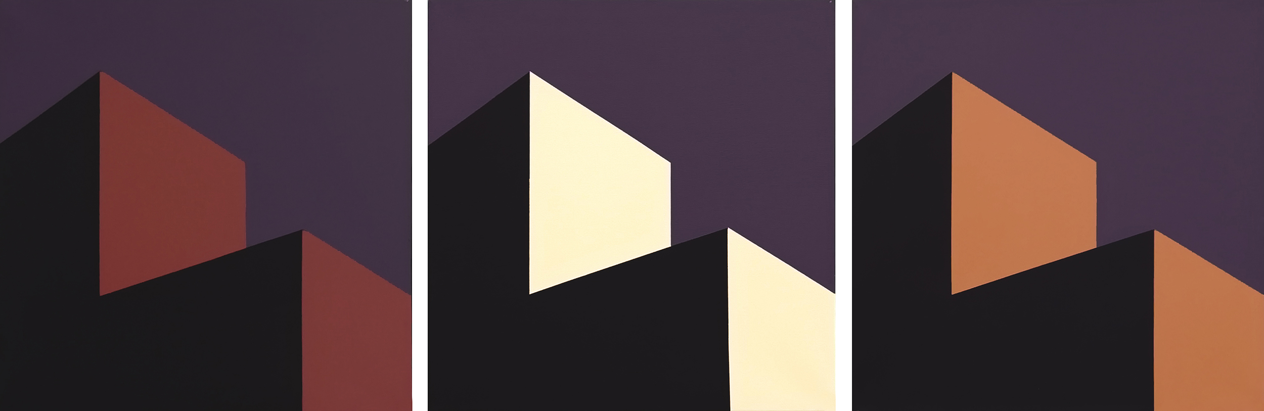 Arhitektonske varijacije 3, akril na platnu 3x(50x50cm) copy.jpg  „Arhitektonske varijacije / Interakcije“ – 1. oktobar, Galerija „Lazar Vozarević Mila Gvardiol
