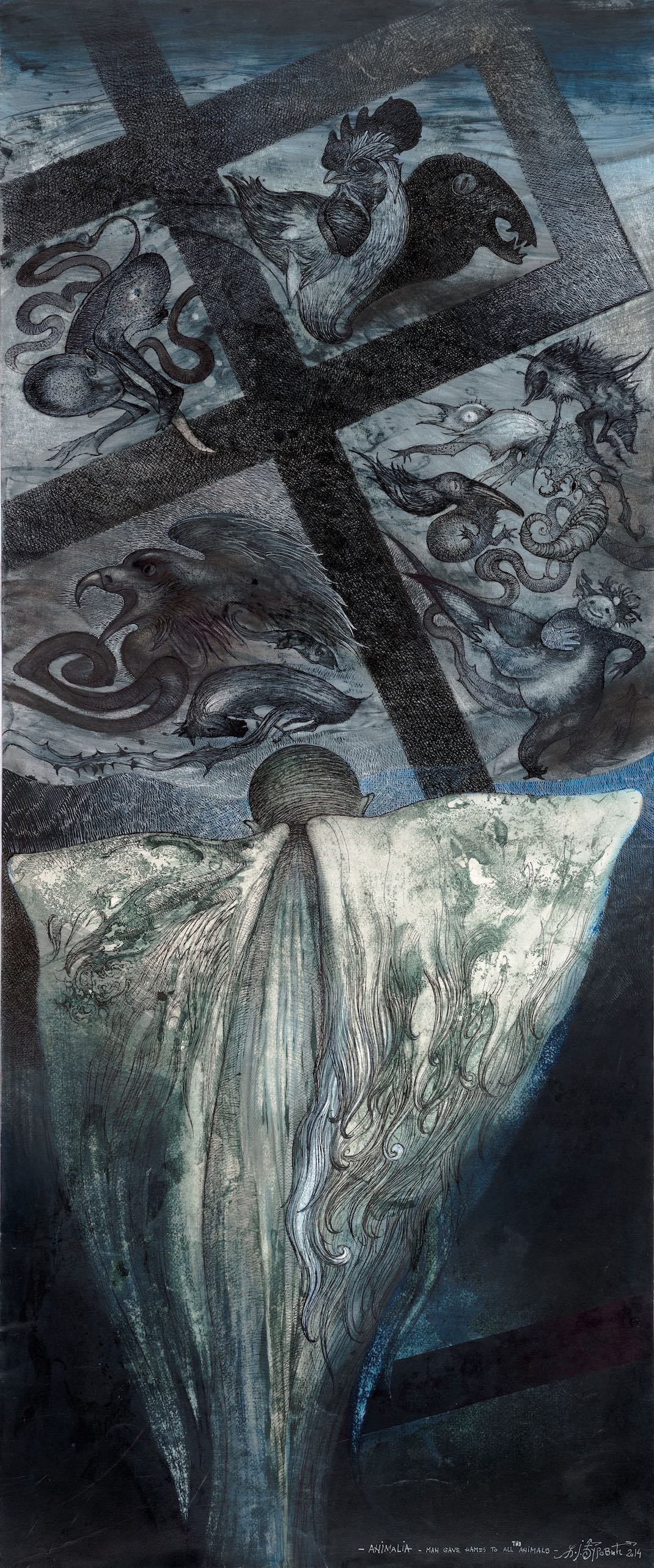 Zeljko Djurovic - Animalia - kombinovana tehnika - 120x50 cm - 2014.jpeg