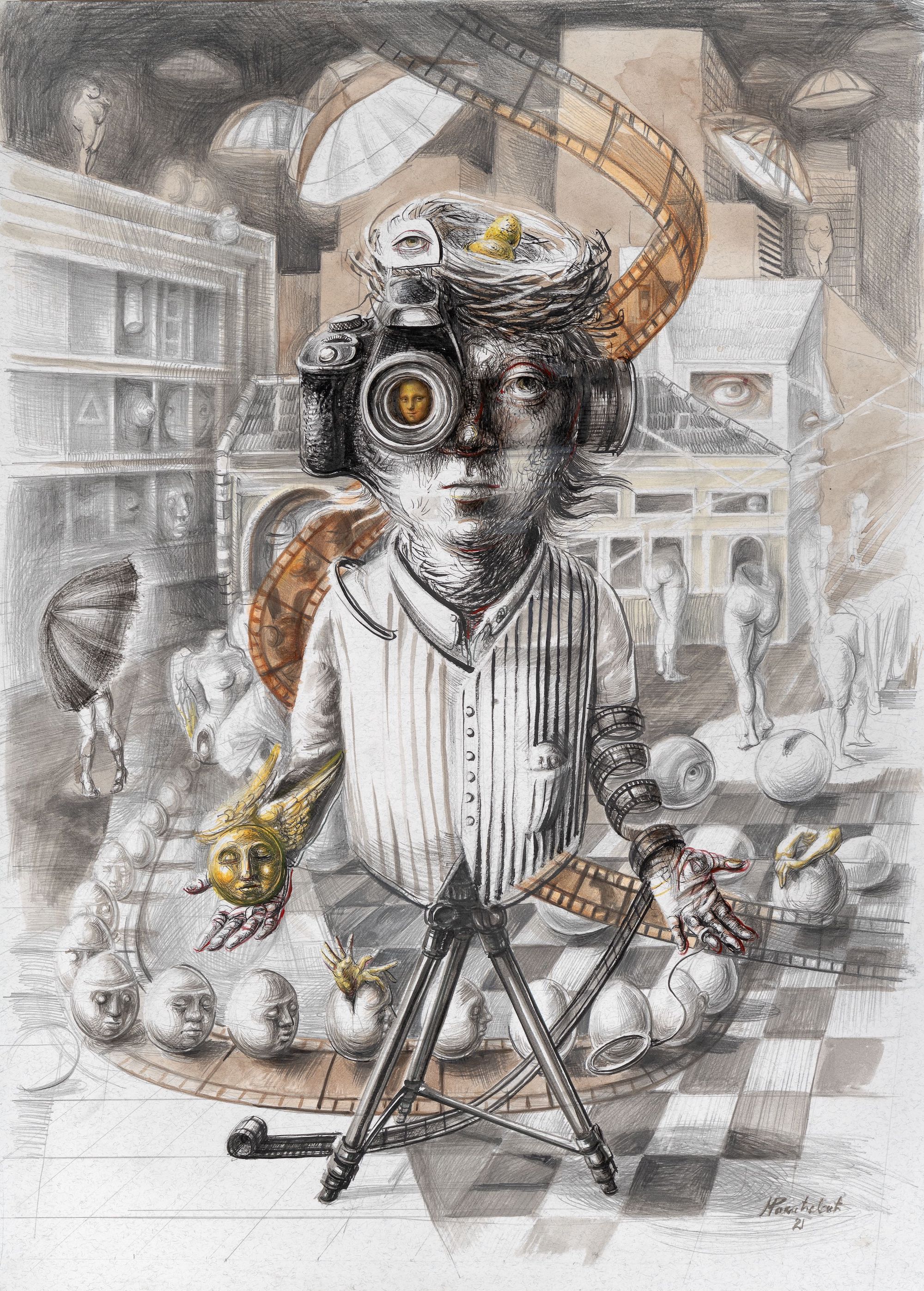 Marijana Rakicevic - Zlatna inspiracija - kombinovana tehnika - 70x50 cm - 2021.jpg