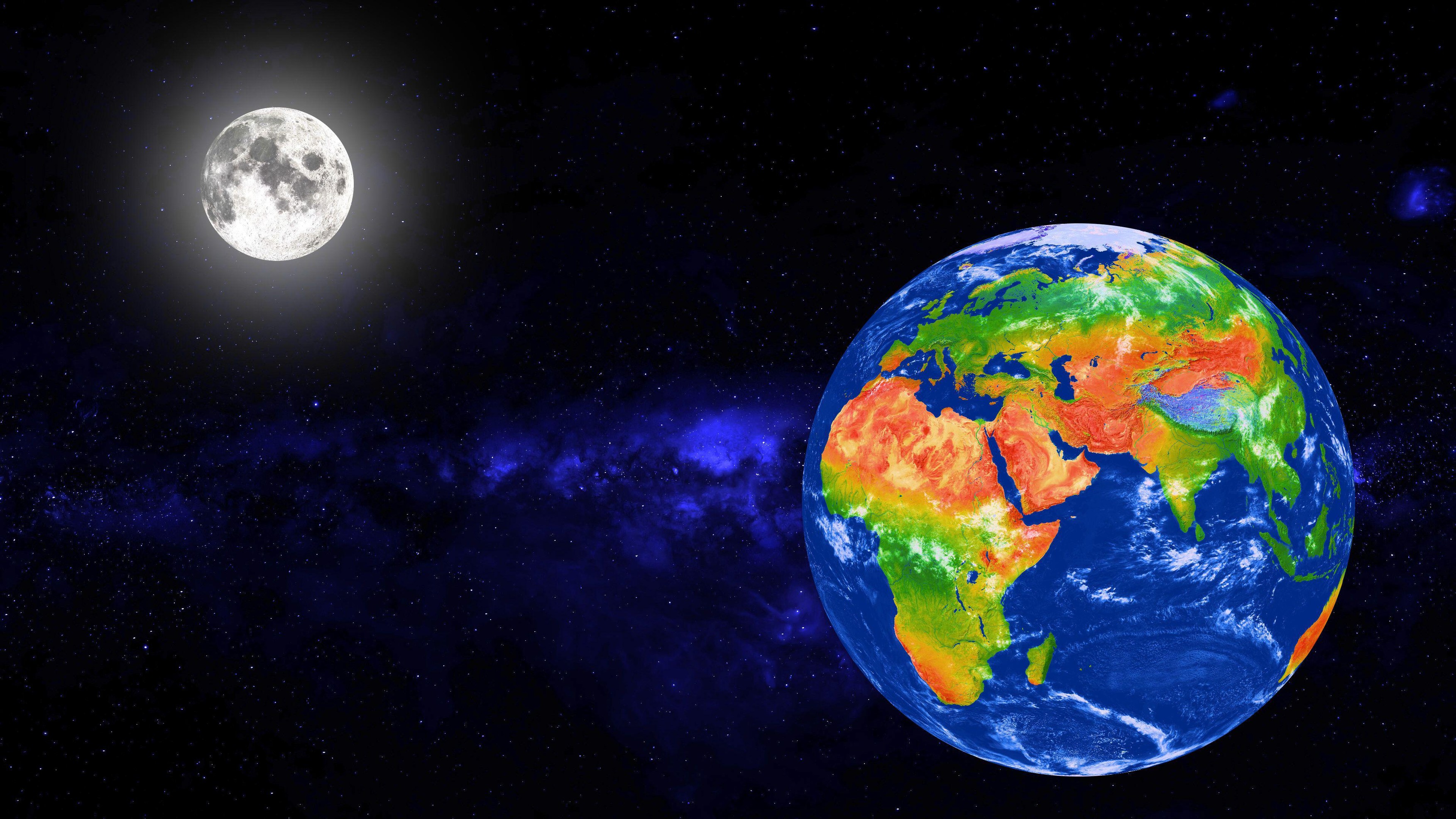 Earth isolated moon planet astrology astronomy space.
