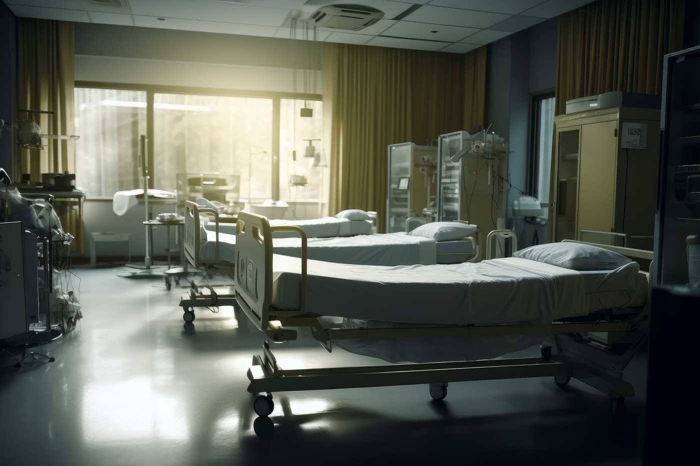 Hospital room interior. Empty patient room. Generate Ai,Image: 832052229, License: Royalty-free, Restrictions: , Model Release: no, Credit line: Ivan Ryabokon / Panthermedia / Profimedia