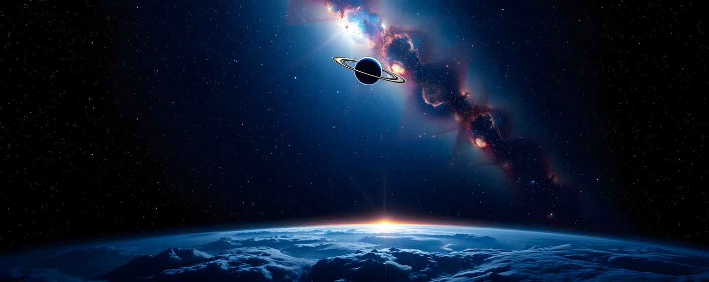 Stunning cosmic view of Saturn above Earth's atmosphere at dawn