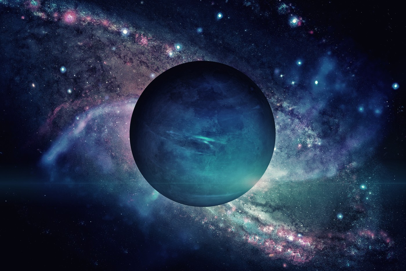 Planet Neptune. Outer space background.