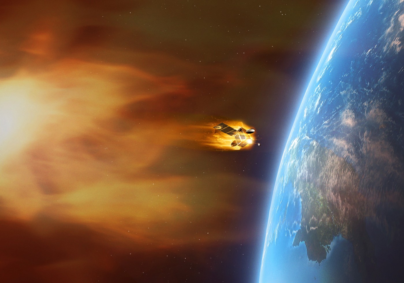 Artwork of satellite and CME