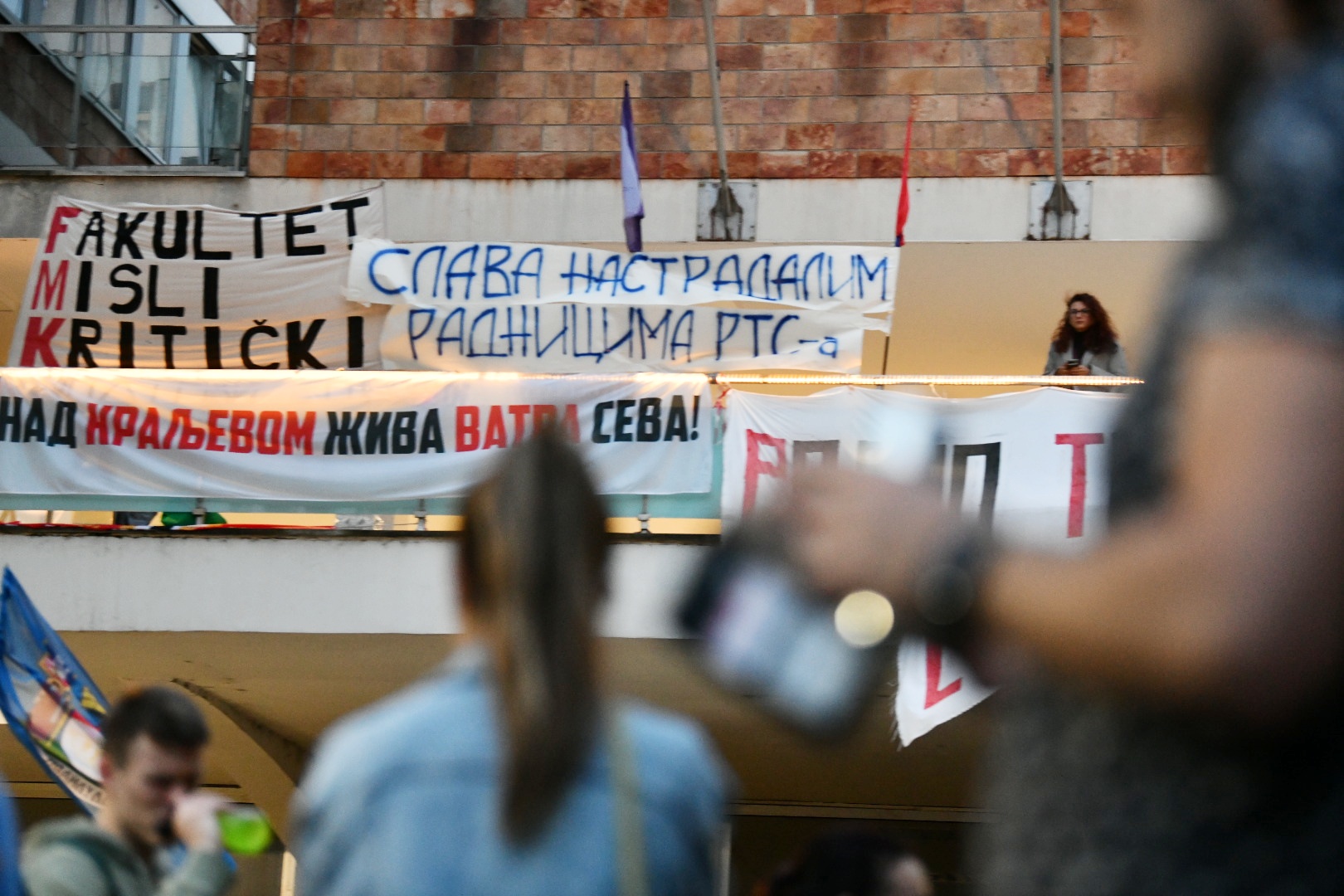 Beograd 22. april 2025. Studentska blokada Radio televizije Srbije, RTS, Takovska, Radio televizija Srbije, studenti Foto:Vesna Lalić/Nova.rs