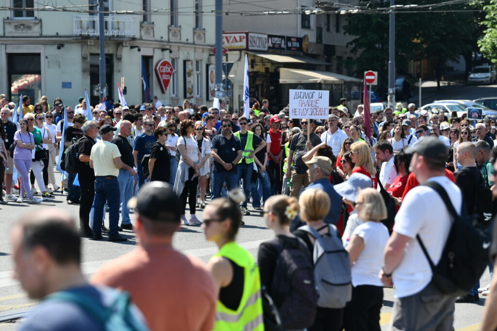 Beograd, 01.05.2025. Slavija, Međunarodni praznik rada, studenti i sindikati rada organizuju protest, skupovi u Beogradu Foto: Vesna Lalić/Nova.rs