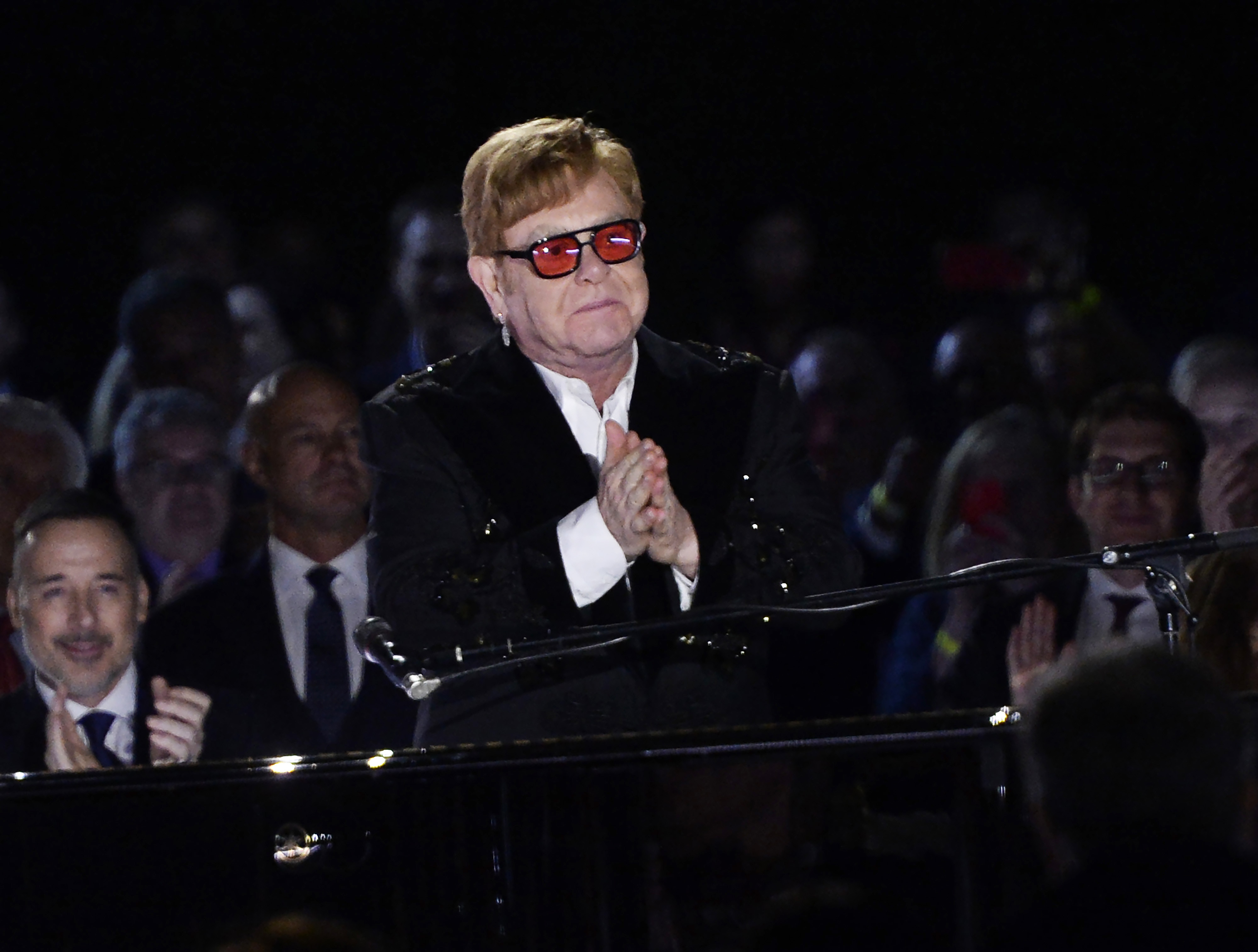 British singer Elton John performs on the South Lawn of the White House