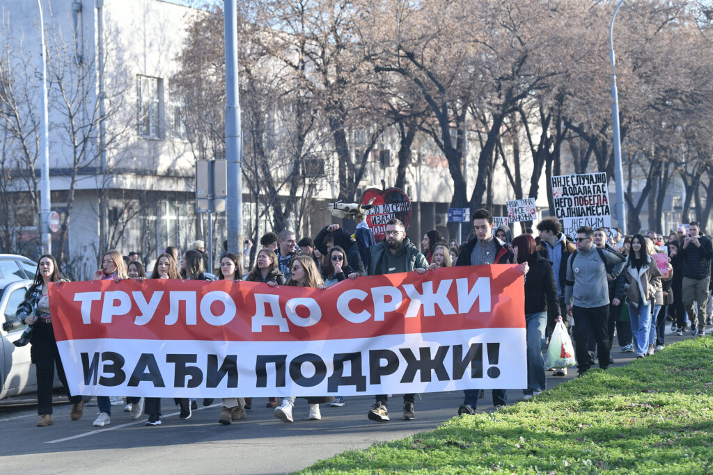 Beograd, 27.01.2025. Studentski protest, okupljanje studenata, marš studenata ka Autokomandi