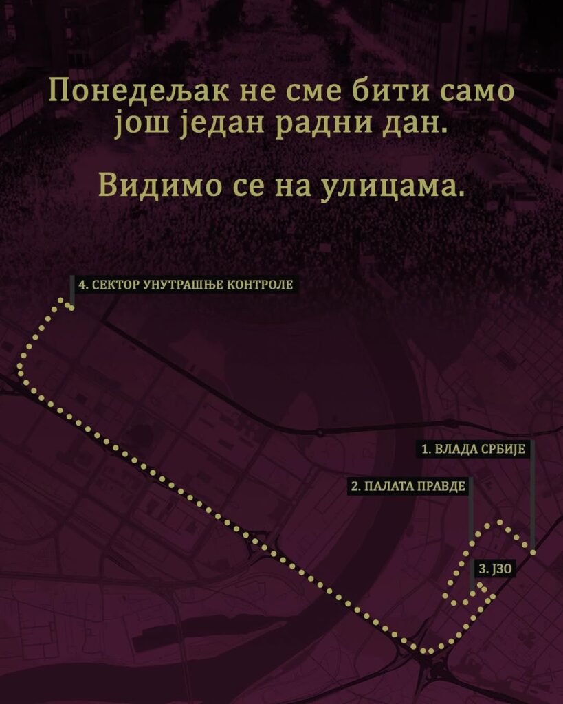 Protest, Beograd, mapa, najava Foto: Instagram/studenti_u_blokadi
