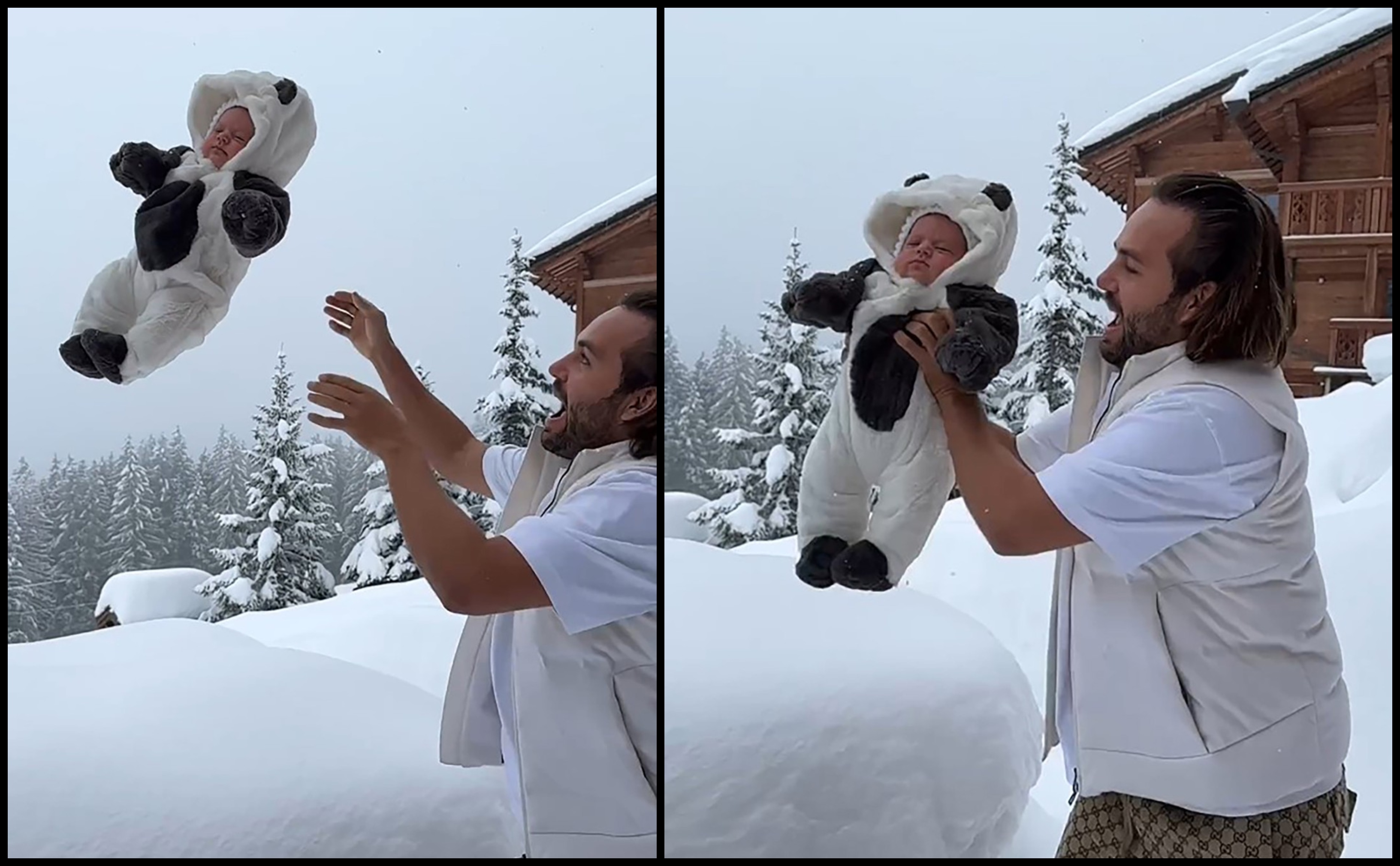 Bacio dvomesečnu bebu u sneg