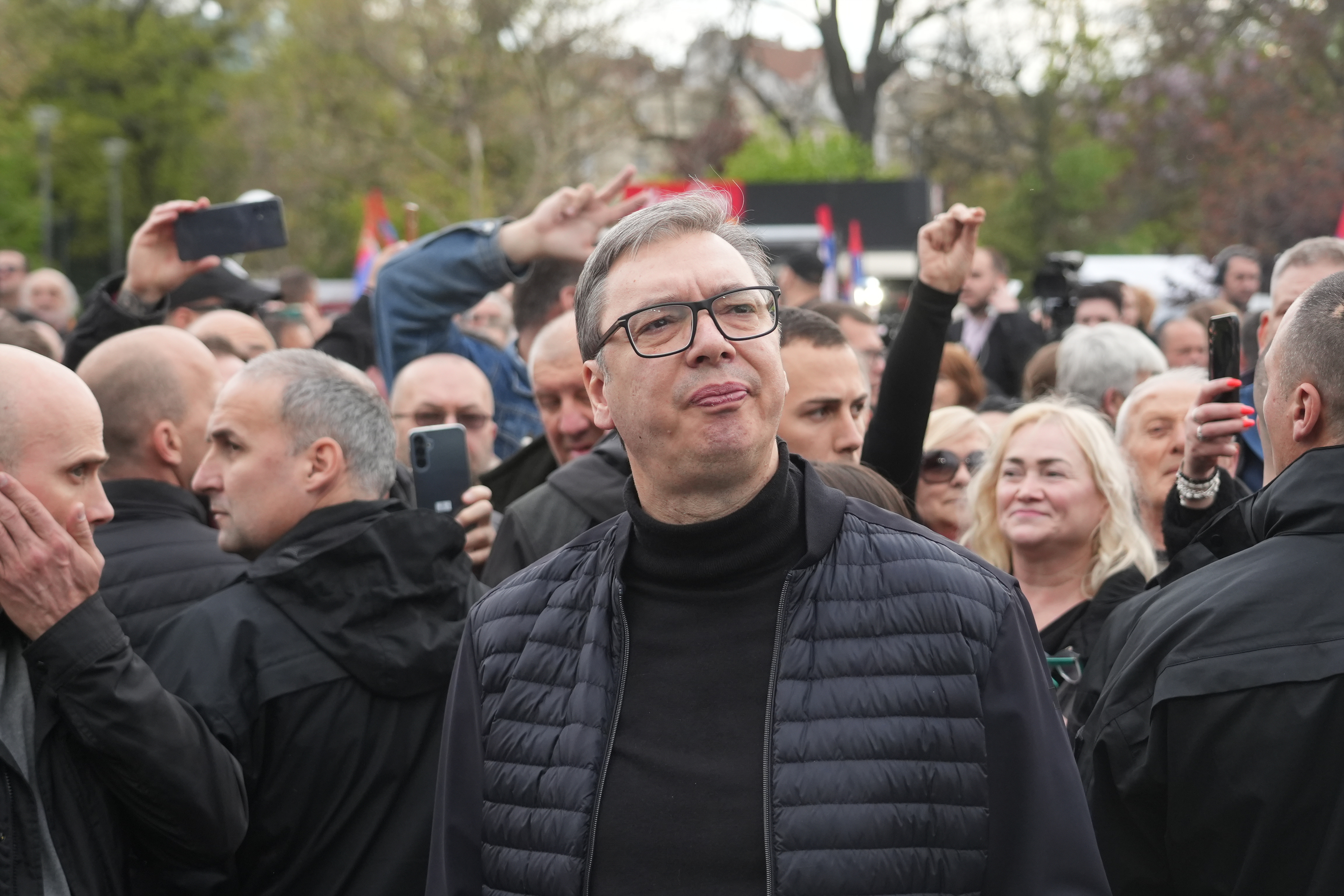 The first day of the three-day rally of the Movement for the People and the State "We Don't Give Up on Serbia".Prvi dan trodnevnog skupa Pokreta za narod i drzavu "Ne damo Srbiju".