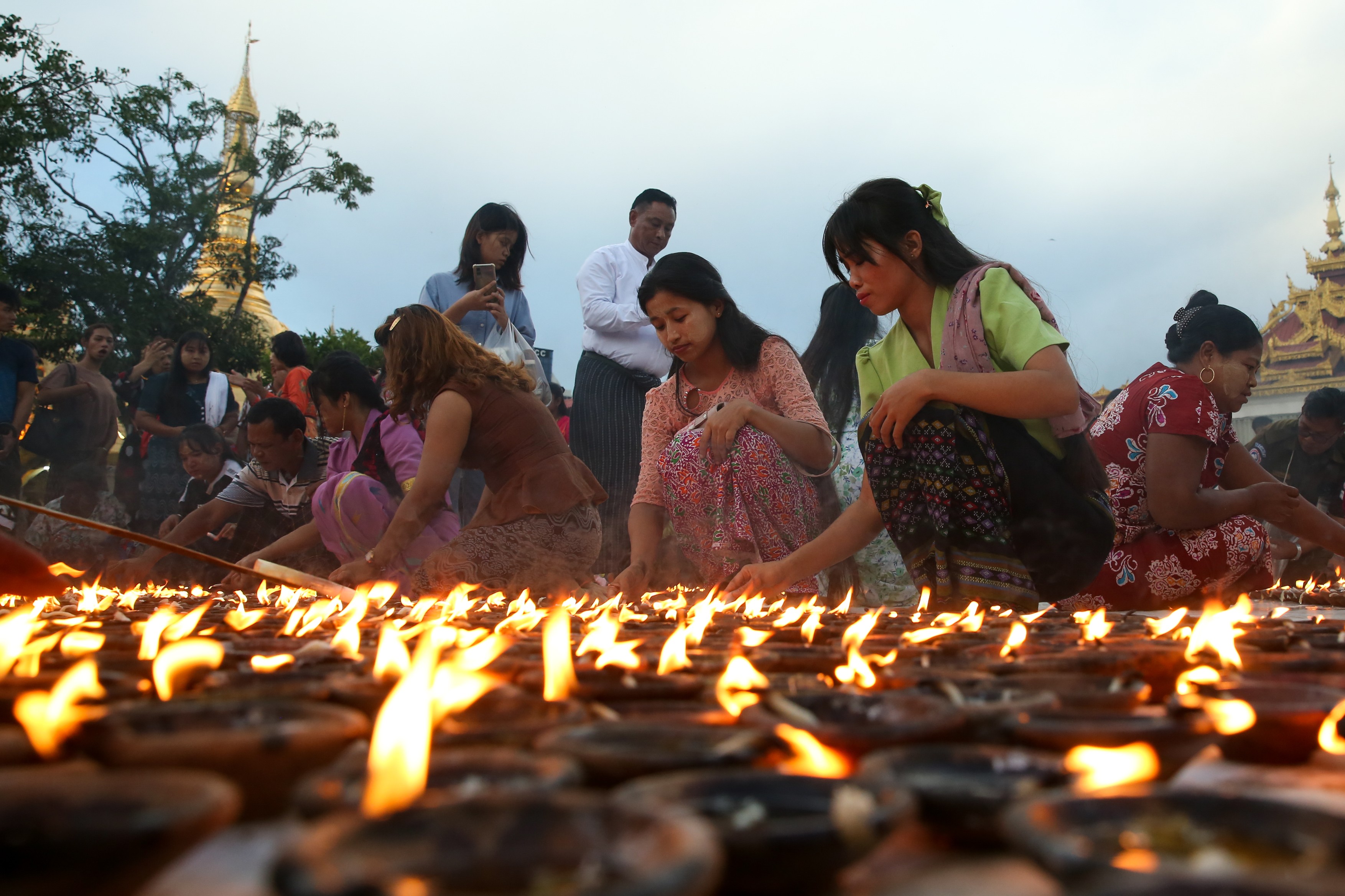 MYANMAR YANGON FULL MOON DAY THADINGYUT FESTIVAL