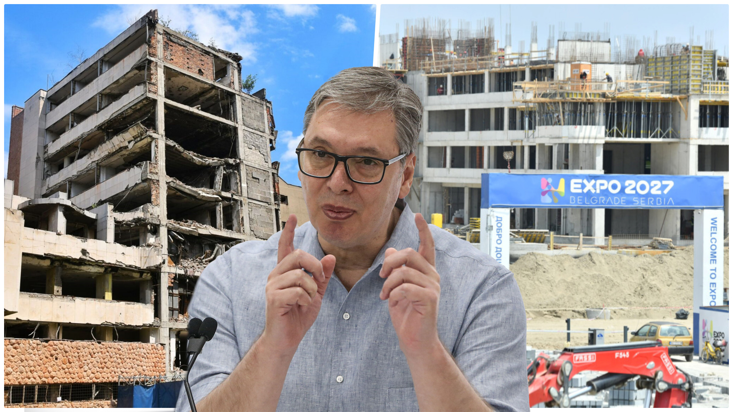 kombo vučić i u pozadini generalštab i EXPO,