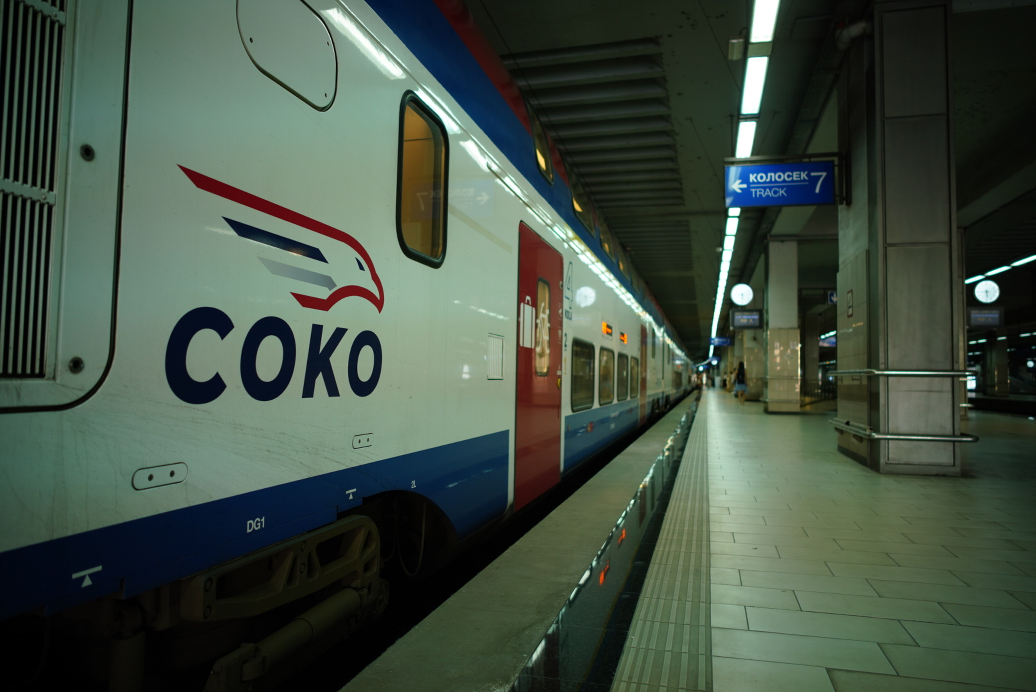 Departure of the Soko train at 18.00 from the Belgrade Center station on the Belgrade Center - Petrovaradin line.Polazak voza Soko u 18.00 casova iz stanice Beograd centar na liniji Beograd Centar - Petrovaradin.
