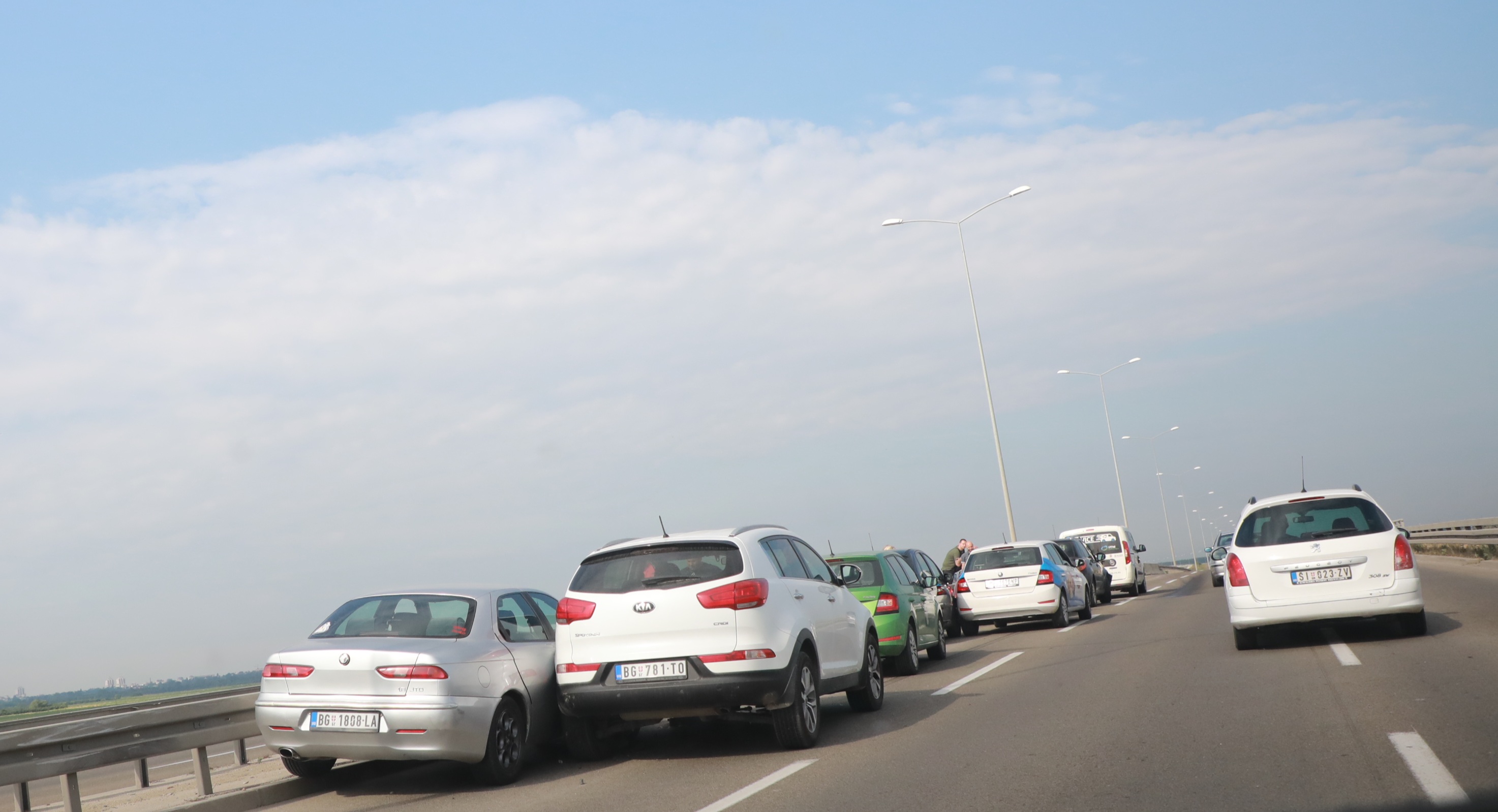 Beograd 10. jun 2022. Pupinom most, lancani sudar, udes, saobracajna nezgoda, saobracajna nesreca, automobili Foto:Goran Srdanov/Nova.rs