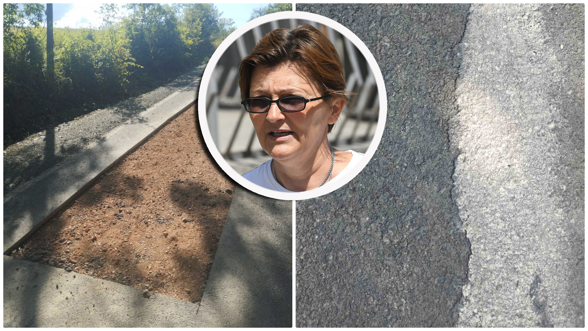 predizborni put asfalt popucao  u kosjericu koji je posle mesec dana popucao
