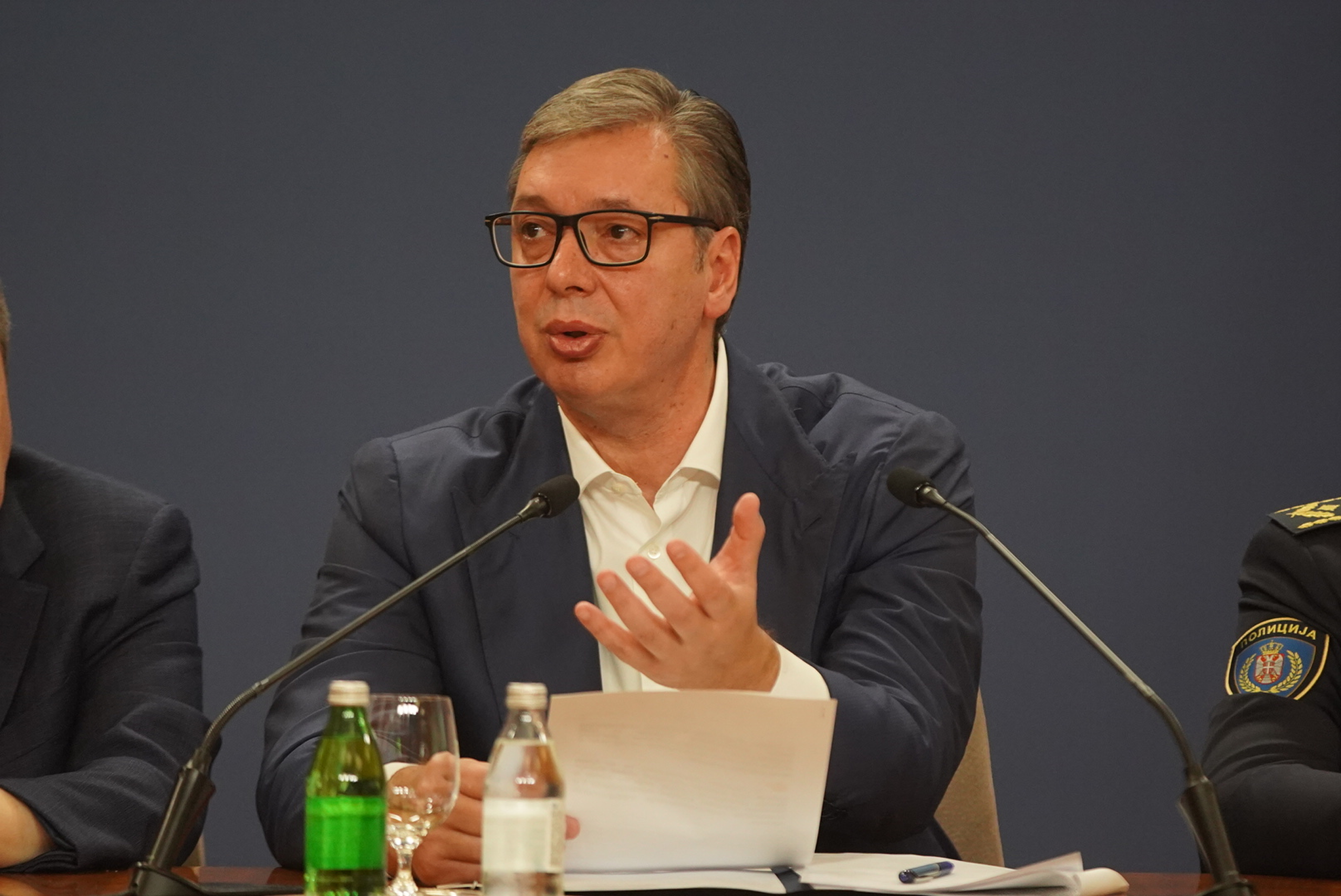 President of the Republic of Serbia Aleksandar Vucic addresses the nation at the Palace of Serbia.Predsednik Republike Srbije Aleksandar Vucic obratis se naciji u Palati Srbija.