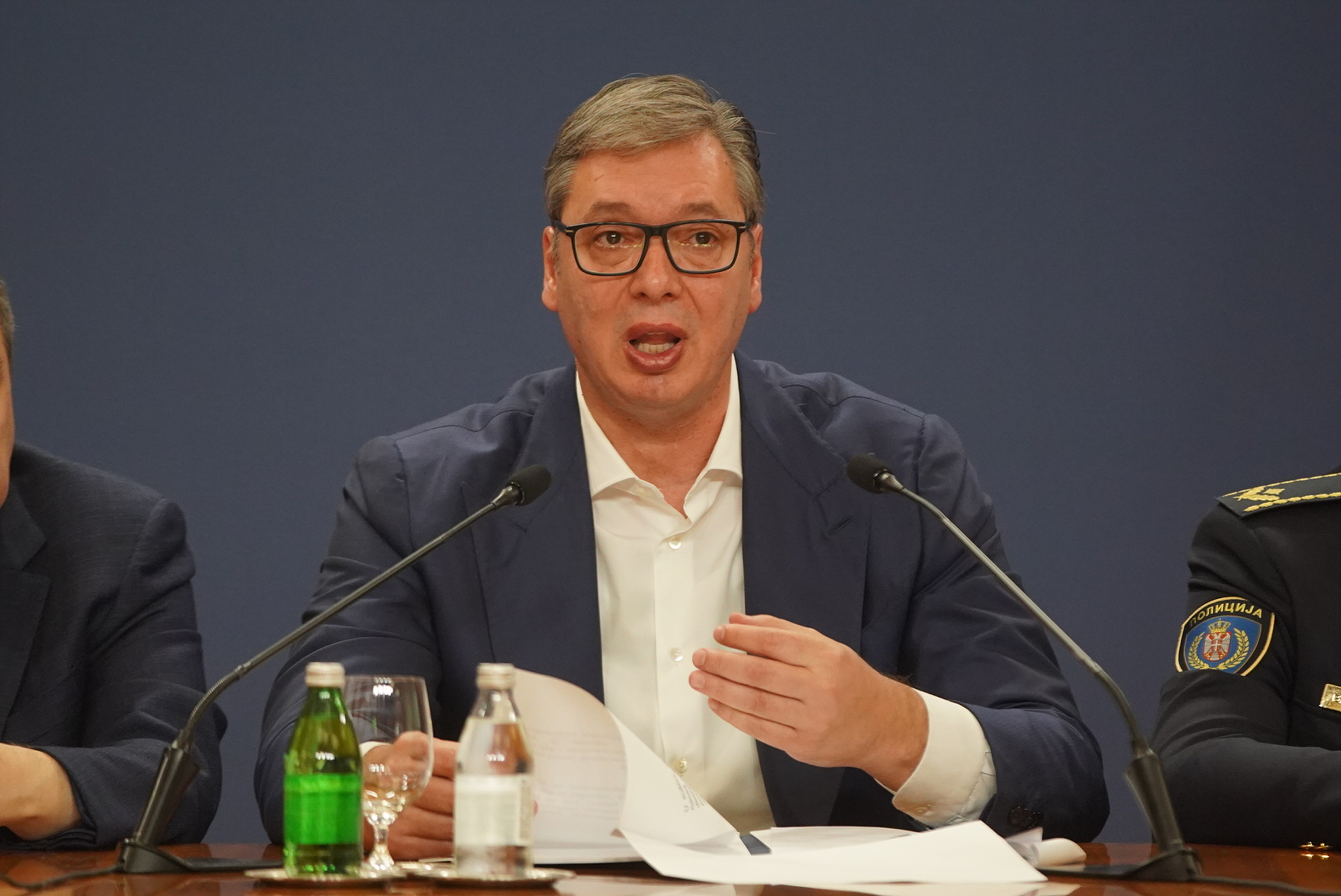 President of the Republic of Serbia Aleksandar Vucic addresses the nation at the Palace of Serbia.Predsednik Republike Srbije Aleksandar Vucic obratis se naciji u Palati Srbija.