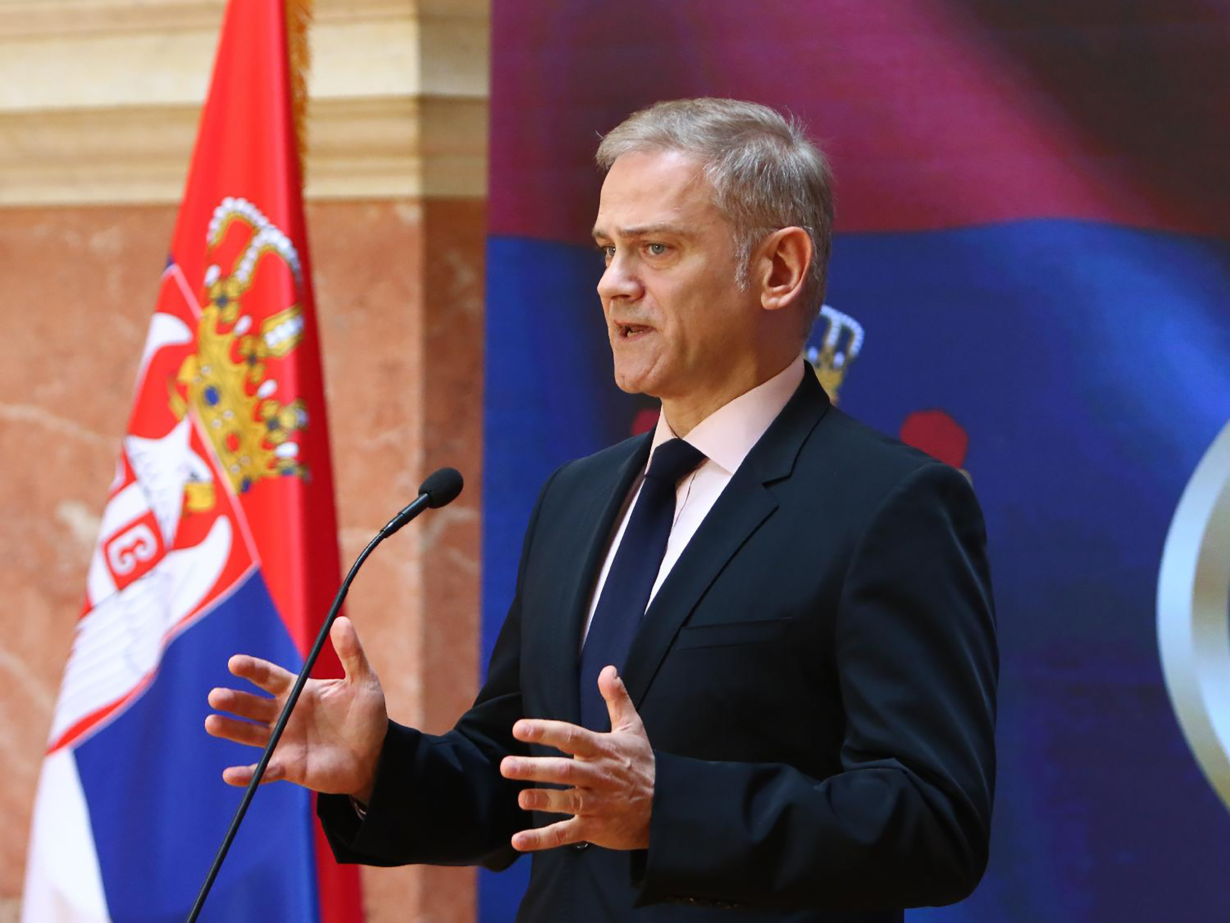 pres konferencija Borka Stefanovića, zamenika predsednika Stranke slobode i pravde, posle razgovora s Kajom Kalas