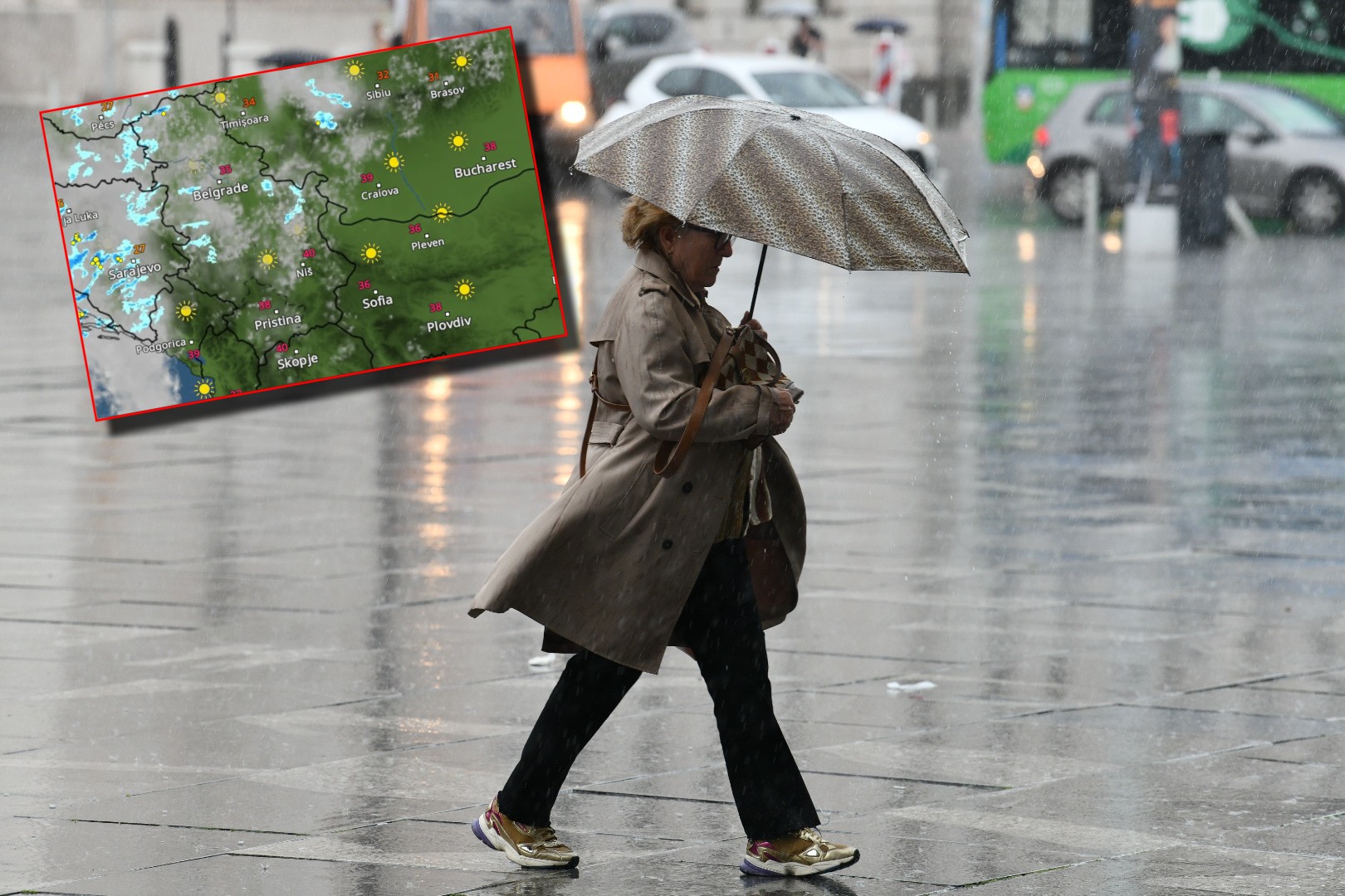 Beograd 21.05.2025. Kiša, pljusak, nevreme, prolećna kiša, vremenska prognoza, vreme, Trg Republike Foto: Vesna Lalić/Nova.rs