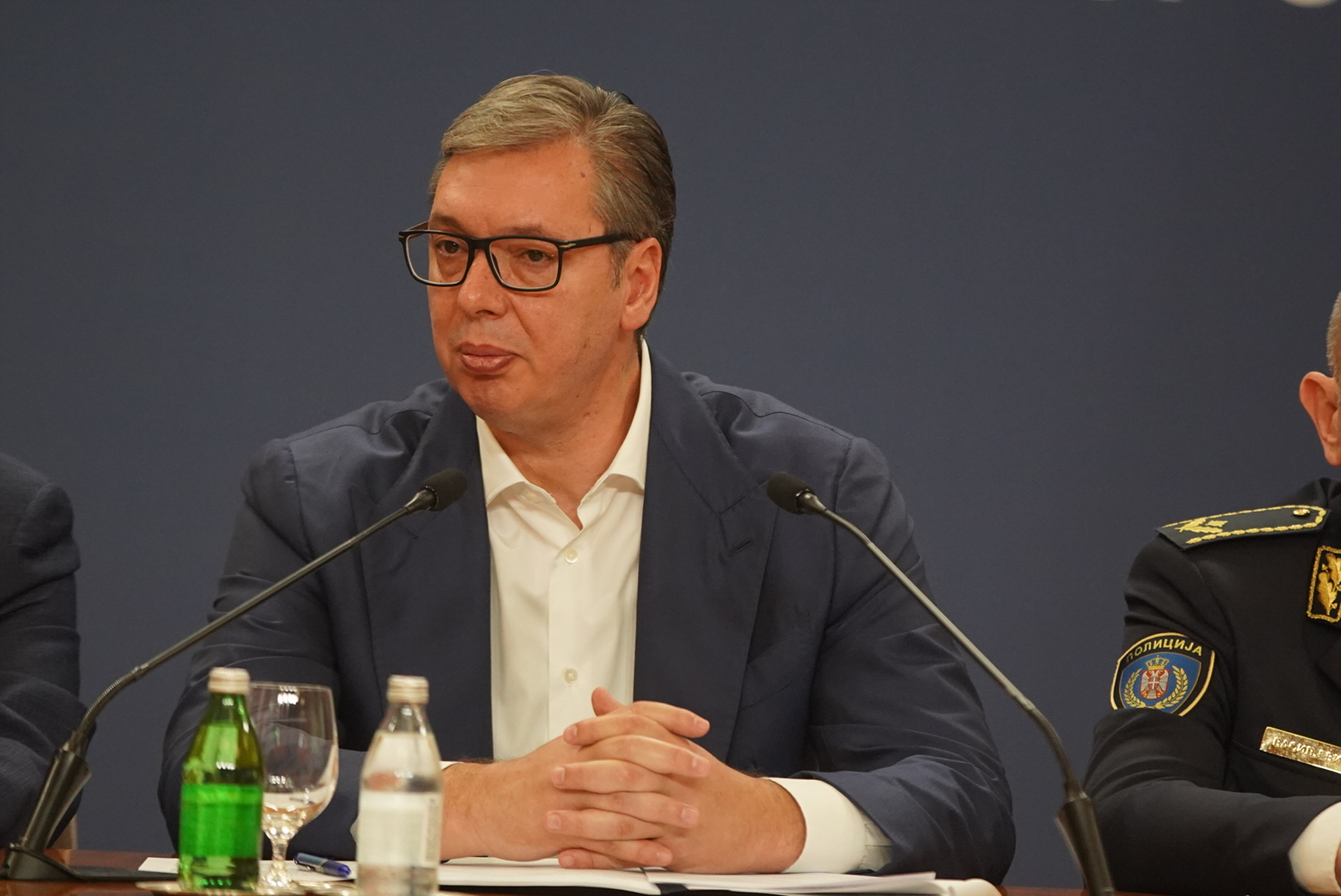 President of the Republic of Serbia Aleksandar Vucic addresses the nation at the Palace of Serbia.Predsednik Republike Srbije Aleksandar Vucic obratis se naciji u Palati Srbija.