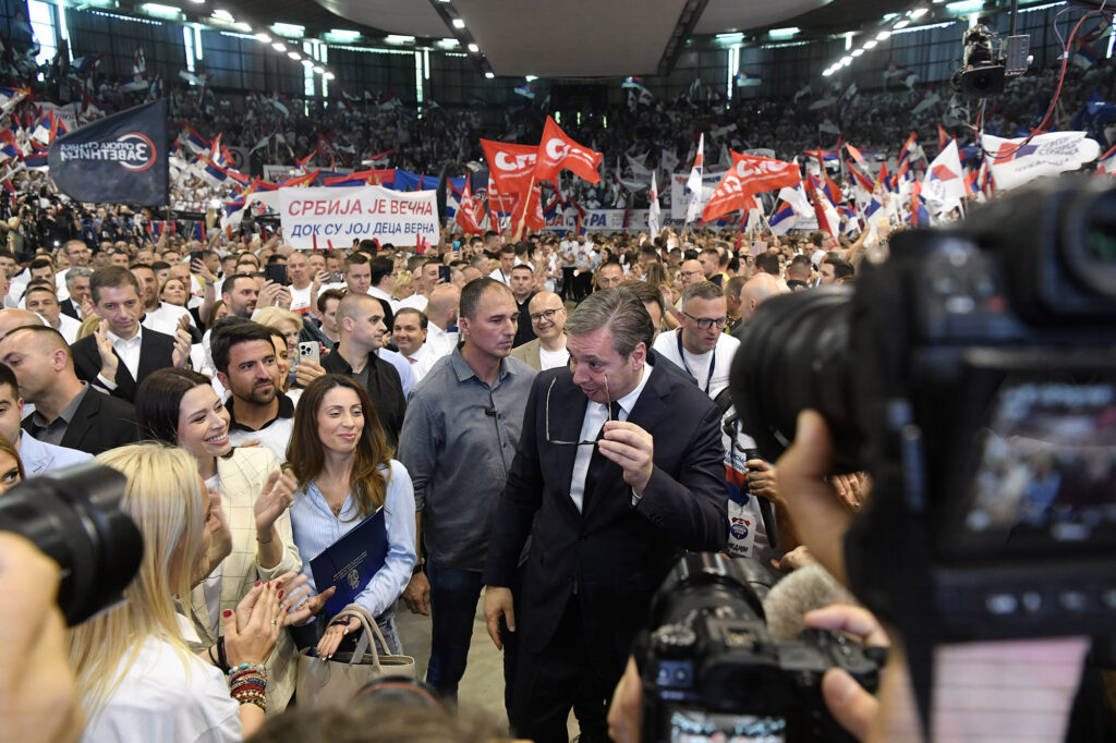 Beograd 28.05.2024 predizborni miting SNS liste "Aleksandar Vučić - Beograd sutra" . Miting, skup, SNS, hala sportova Ranko Žeravica, Novi Beograd Foto: Goran Srdanov/Nova.rs