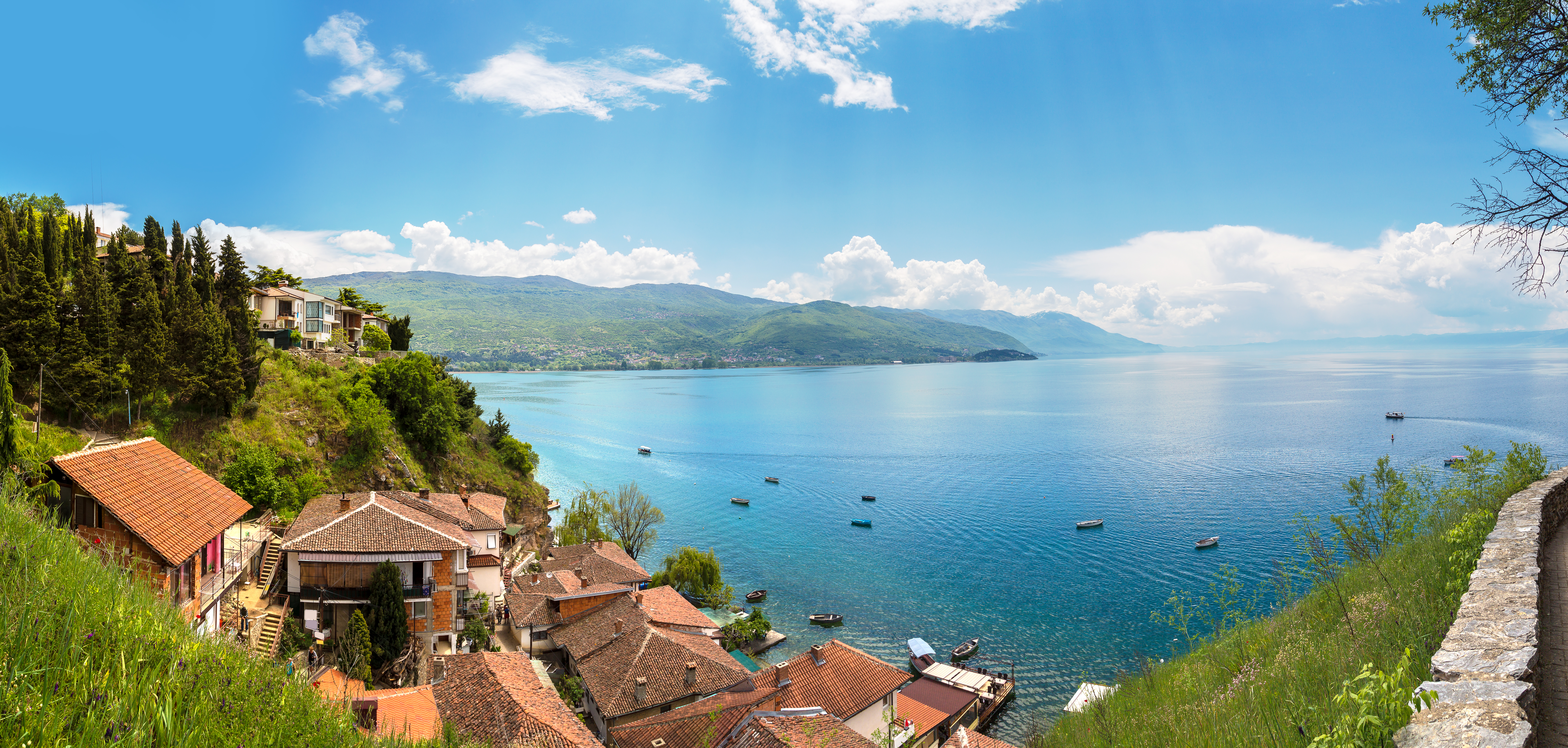 Panorama,Of,Ohrid,City,And,Lake,Ohrid,In,A,Beautiful